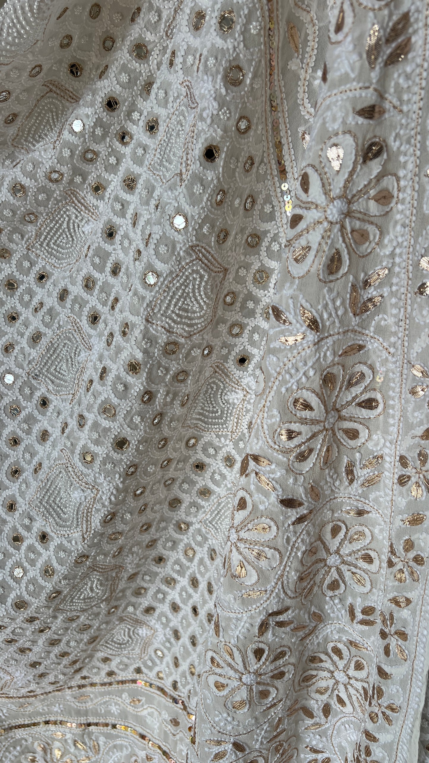 Ruhani Chikankari pearl mirror and sequins lehenga