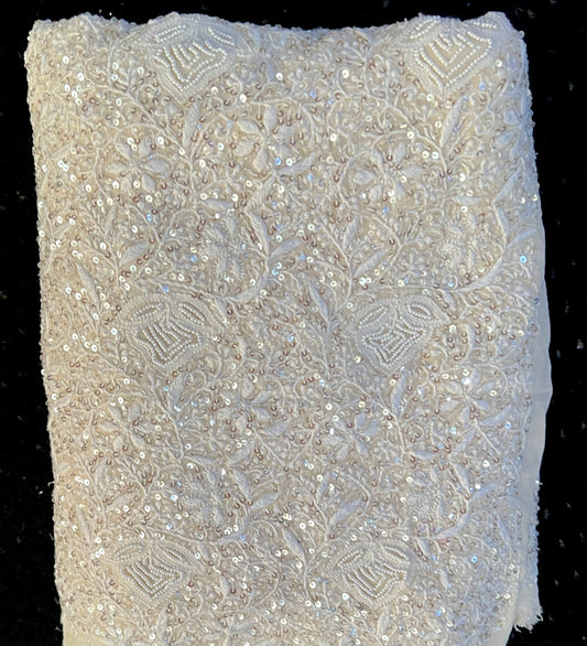 Suhaan Cream Chikankari pearl sequins work kurta and dupatta
