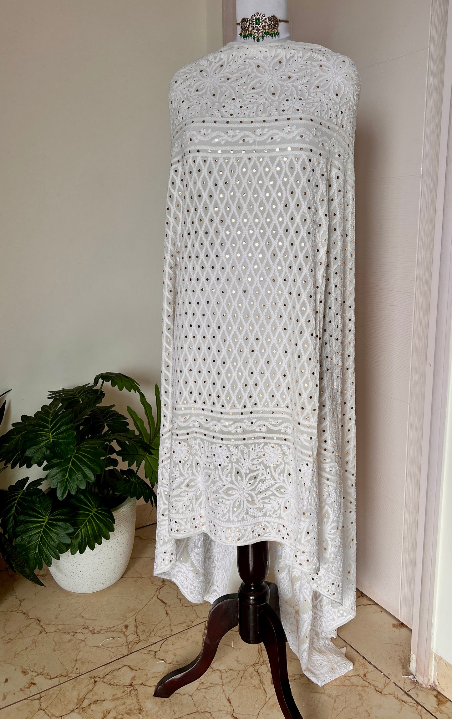 Ruhani Chikankari and Mukaish Dupatta