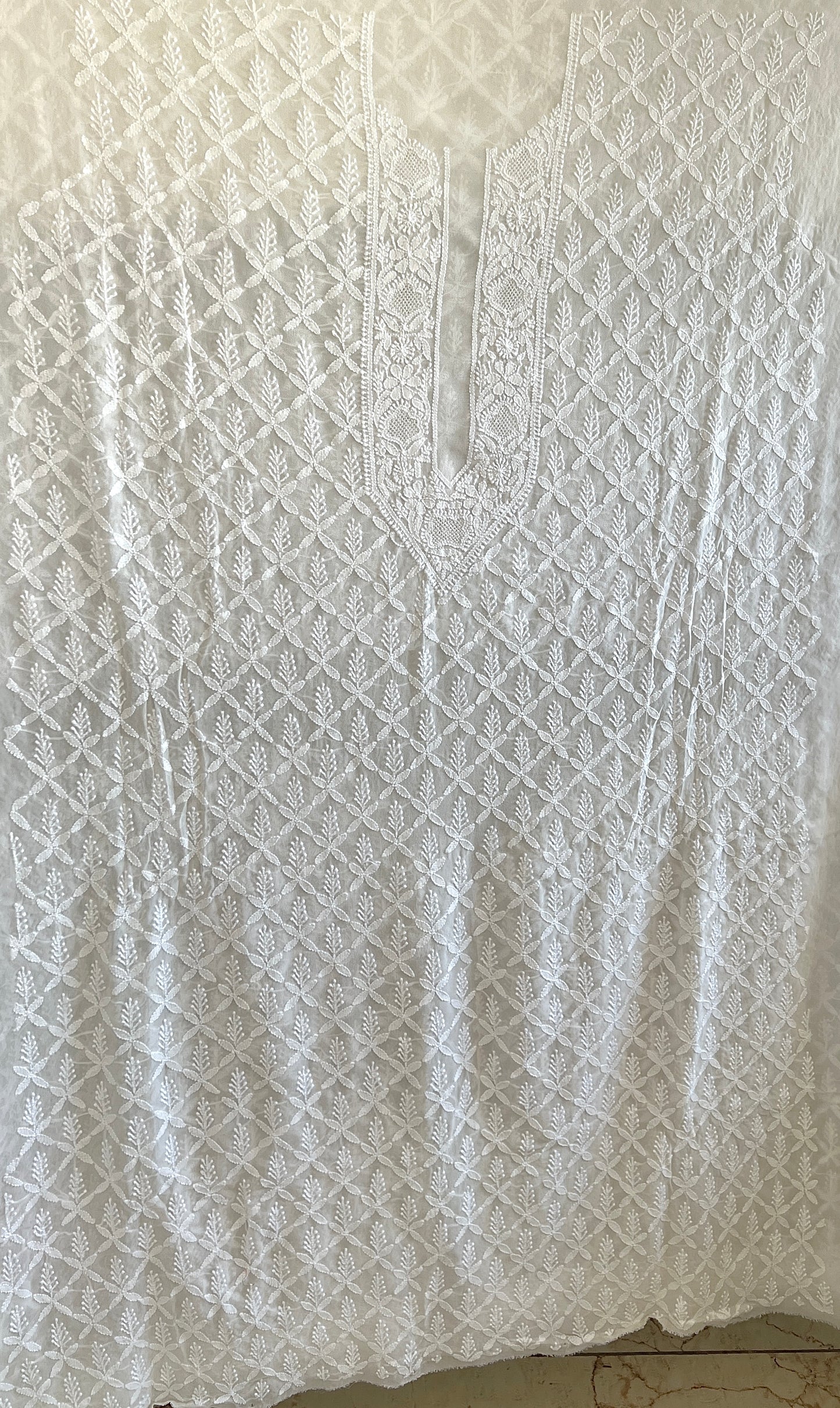 Ivory Allover Chikankari Men's Kurta Fabric