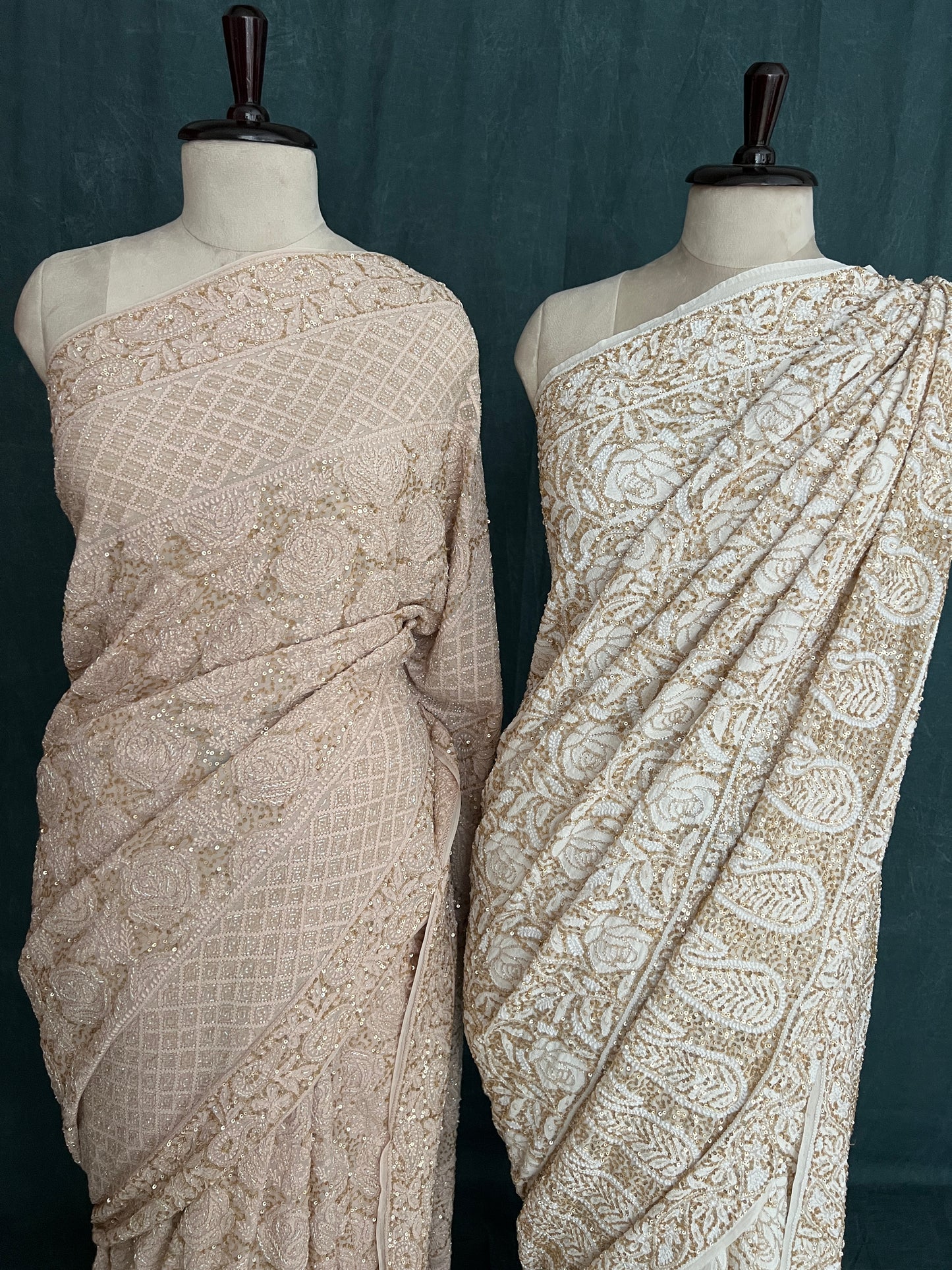 Ruhani Luxurious Chikankari Sequins Cut Dana Embroidered Masterpiece Saree
