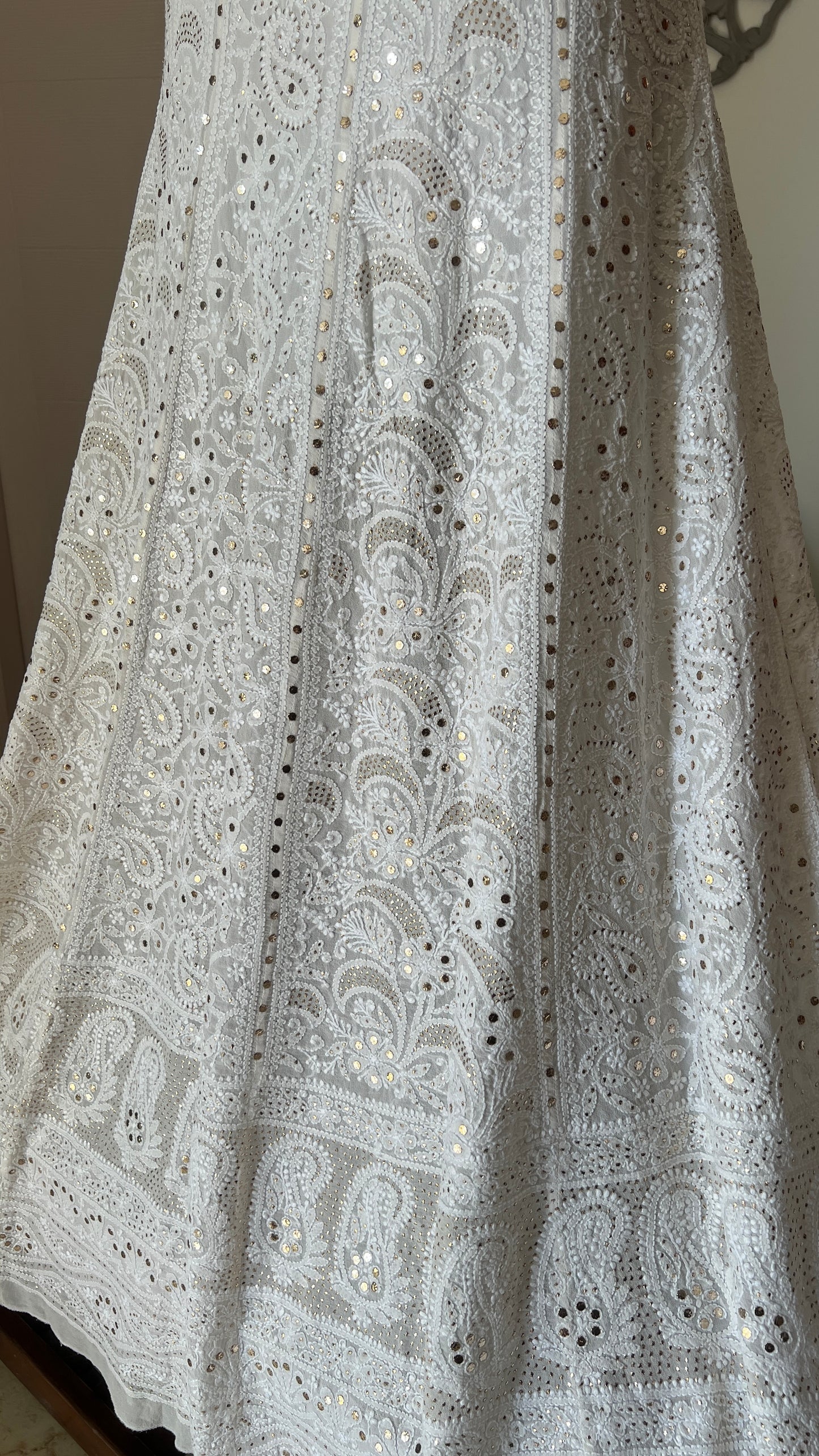 Lehenga Skirt allover Chikankari and mukaish