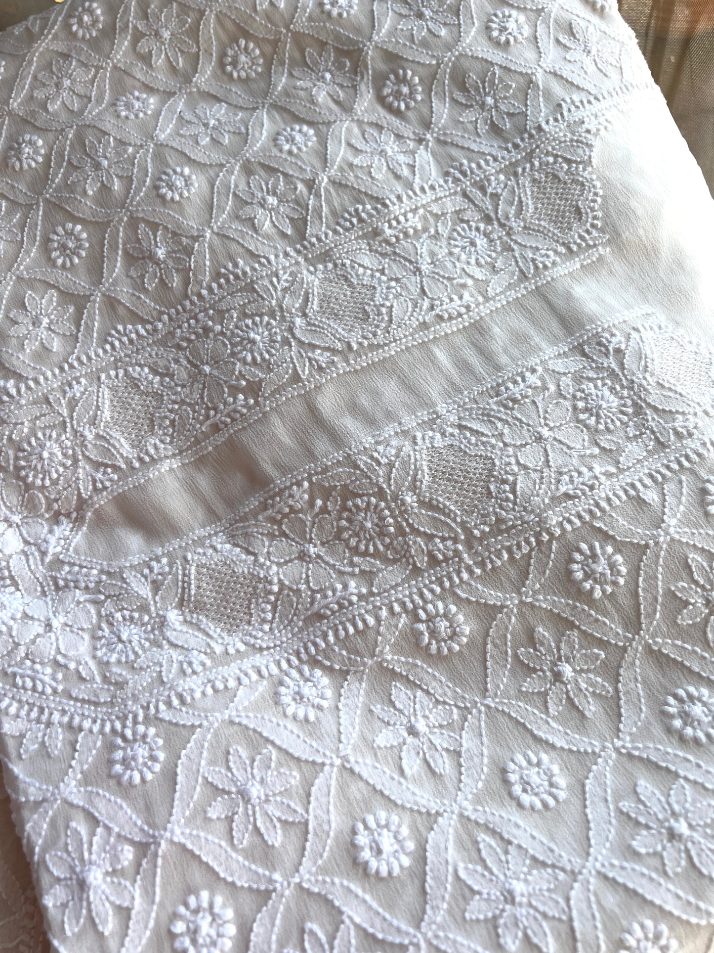 Ivory Allover Chikankari Men's Kurta Fabric