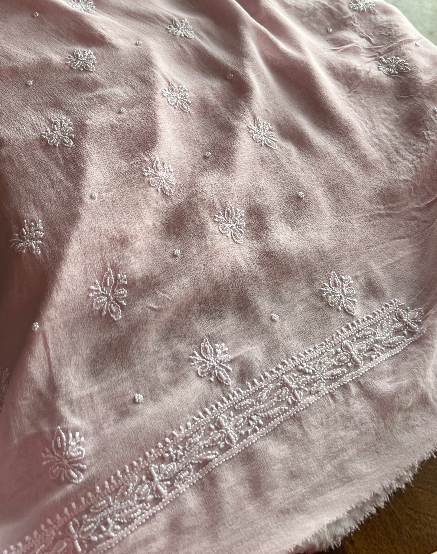 Suhaan Chikankari pearl sequins cut Dana work kurta and dupatta