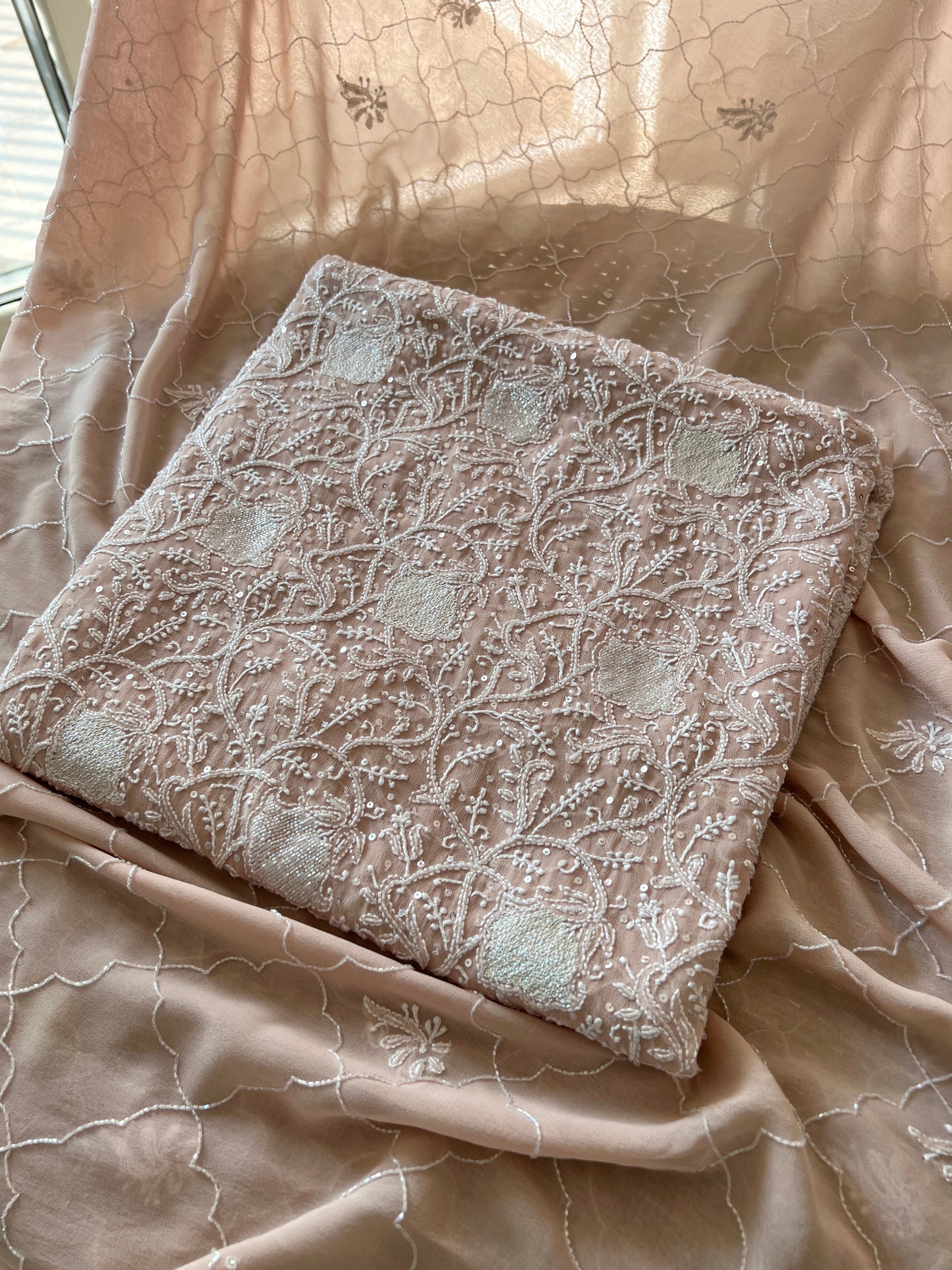 Suhaan Chikankari sequins cut Dana work kurta and dupatta