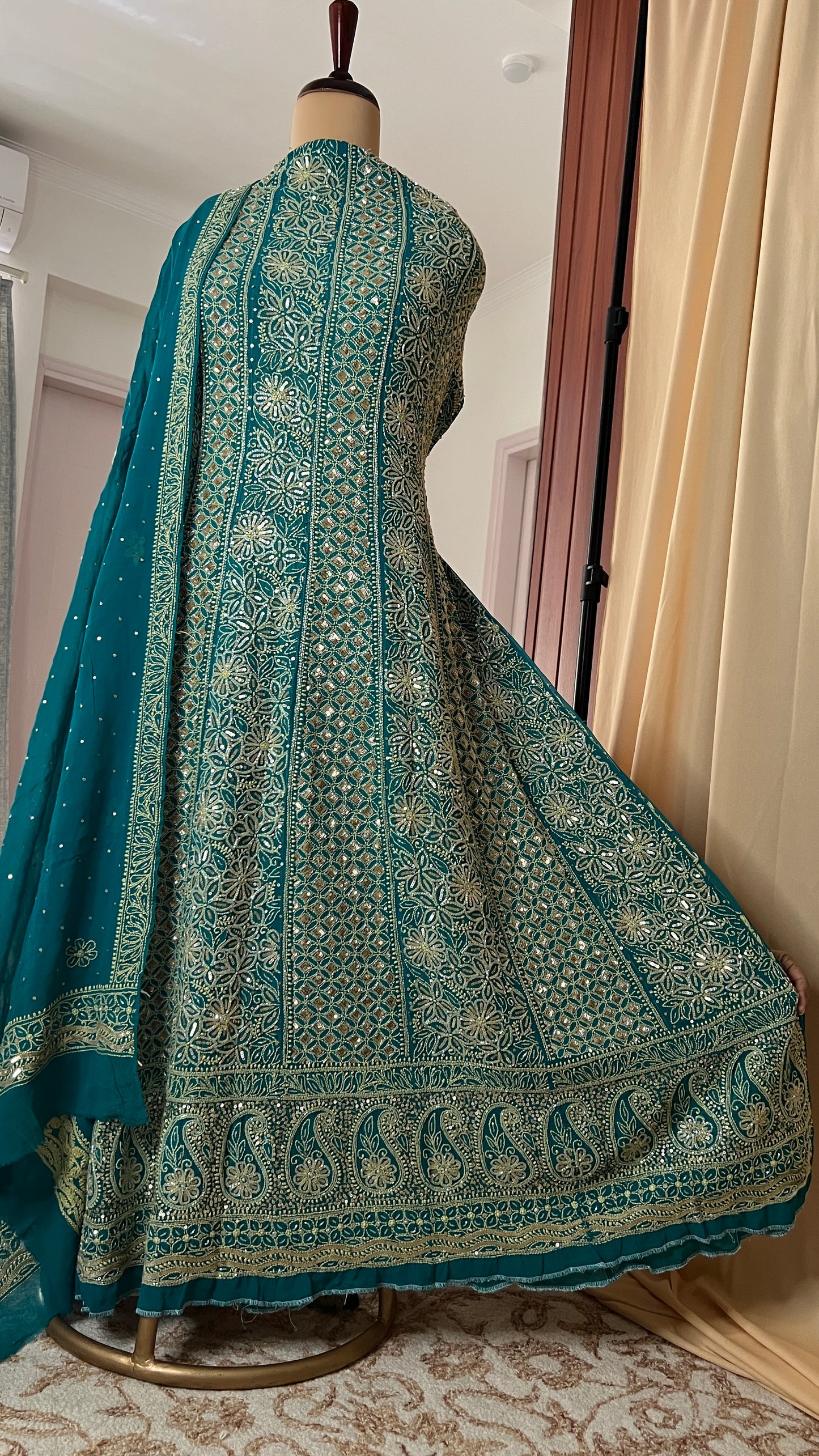 Ruhani turquoise Wedding Anarkali