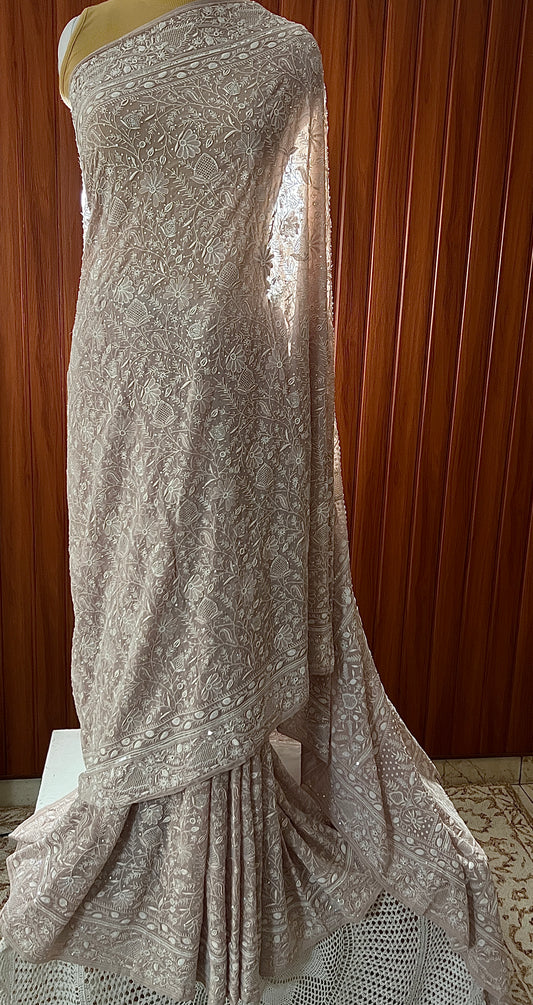 Suhaan Chikankari Do Taar Saree