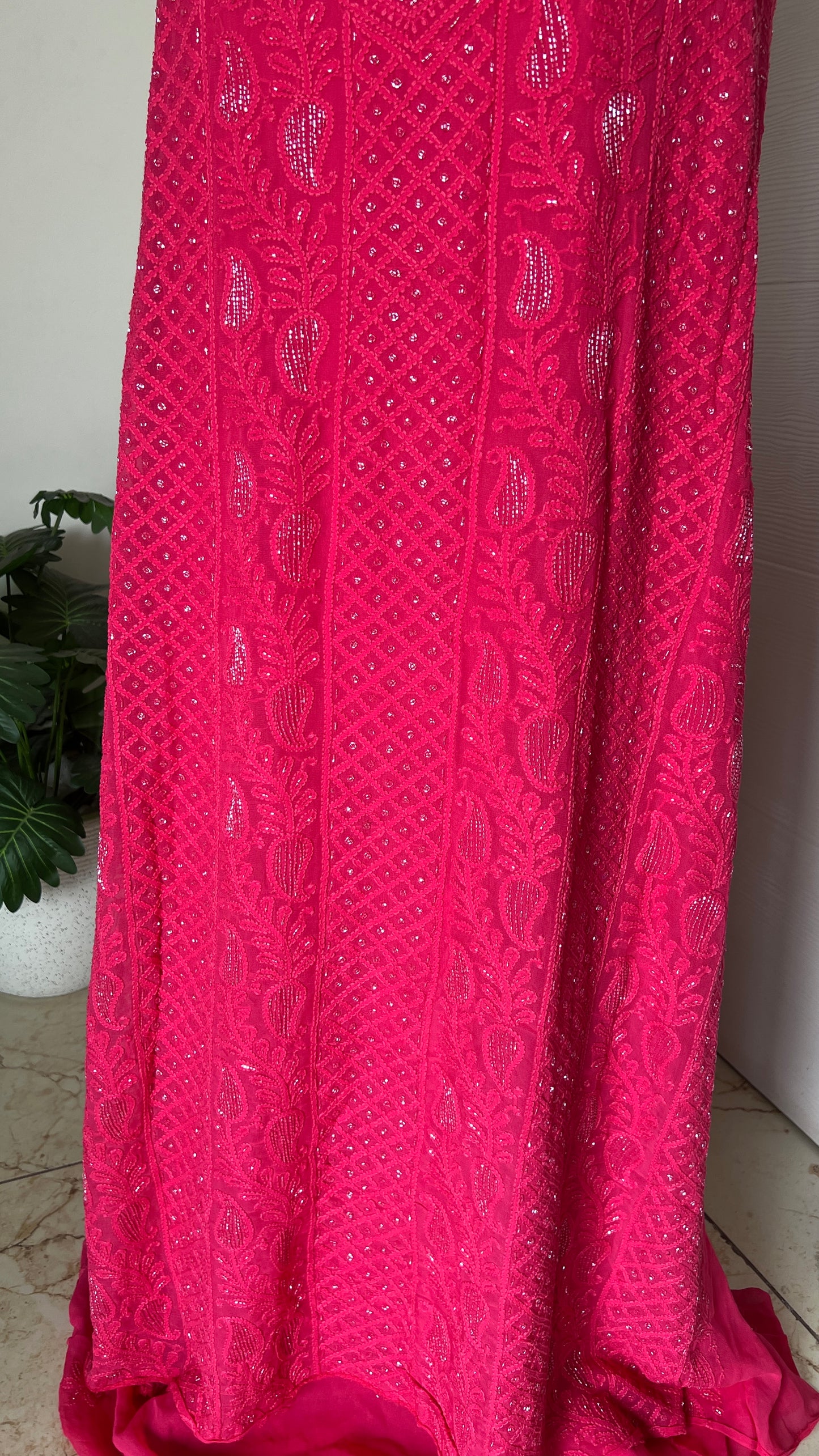 Chikankari cut dana sequins work kurta and dupatta