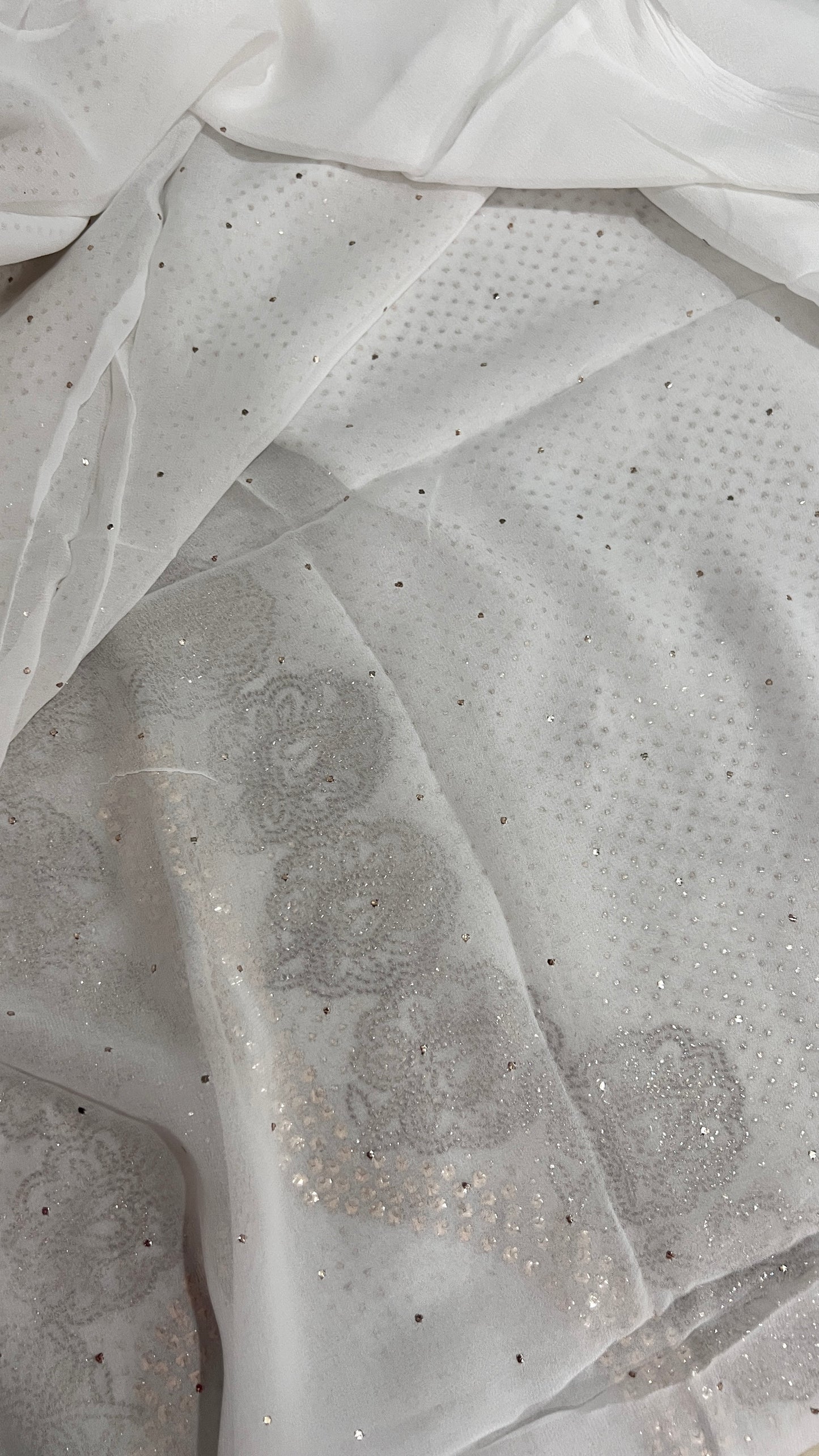 White bareek mukaish work Kurta and Dupatta