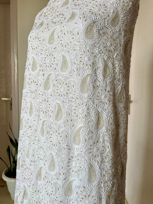 Chikankari golden Cut Dana and aari work Kurta and Dupatta