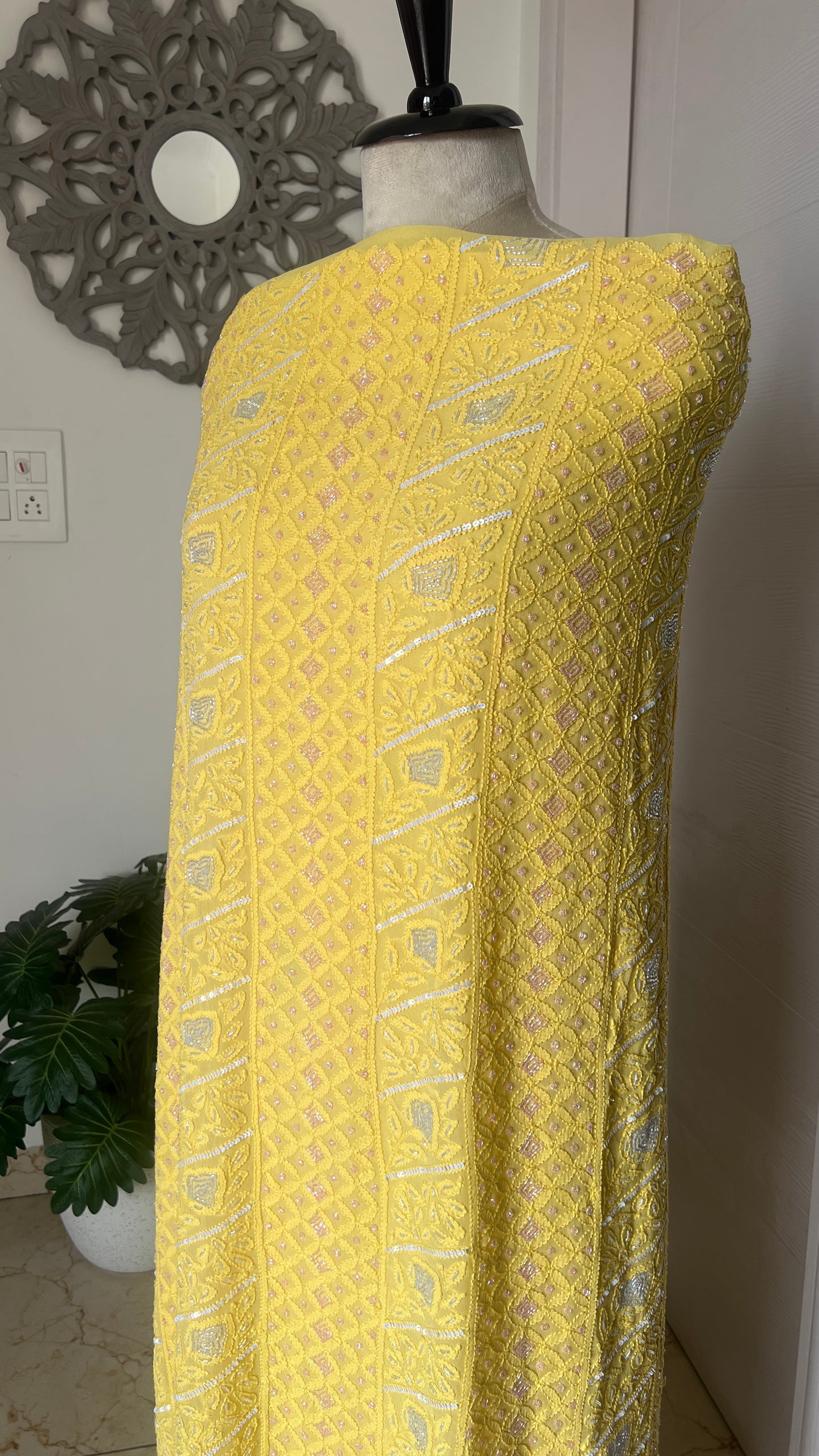 Chikankari cut dana sequins work kurta and dupatta