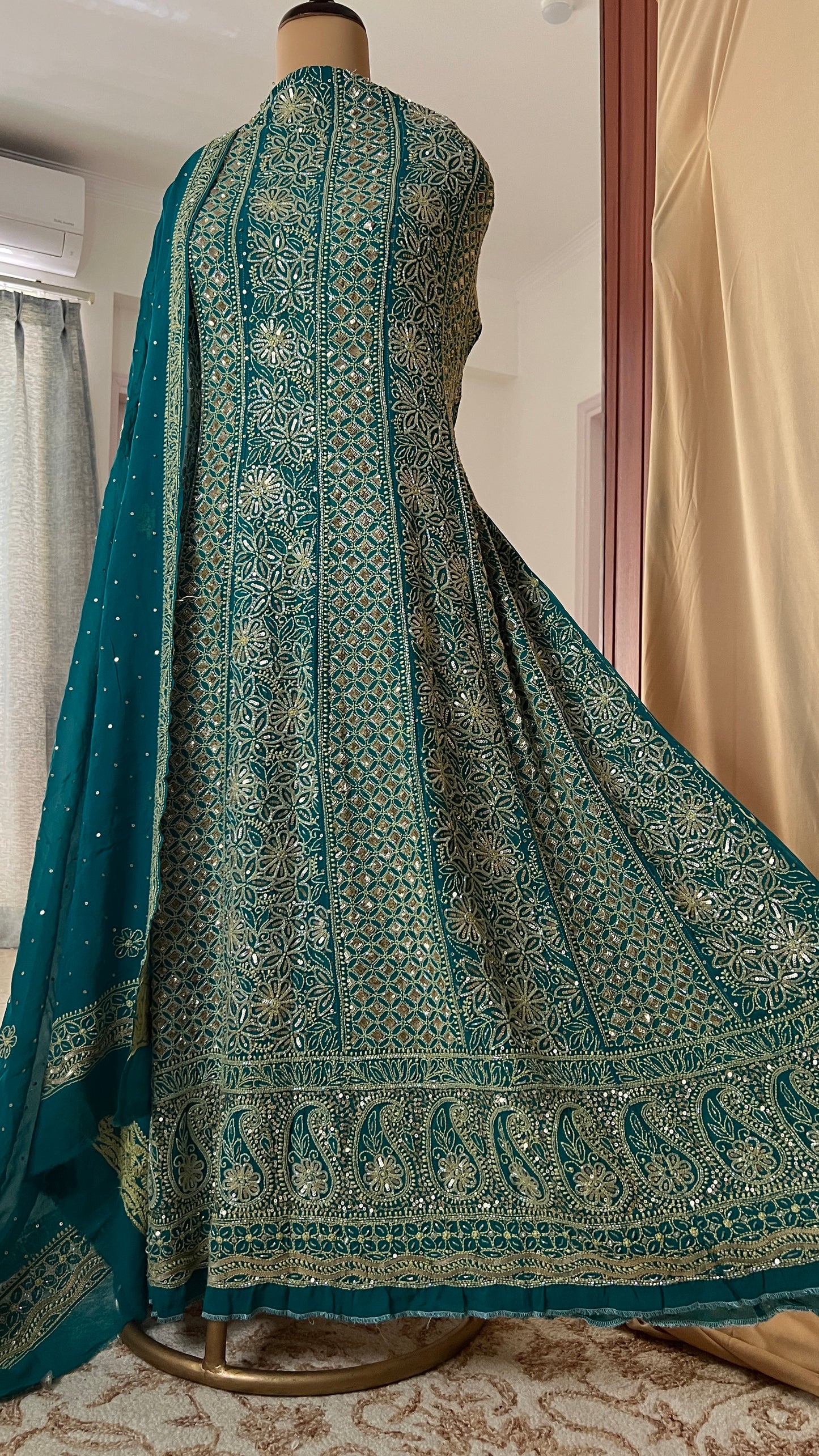 Ruhani turquoise Wedding Anarkali
