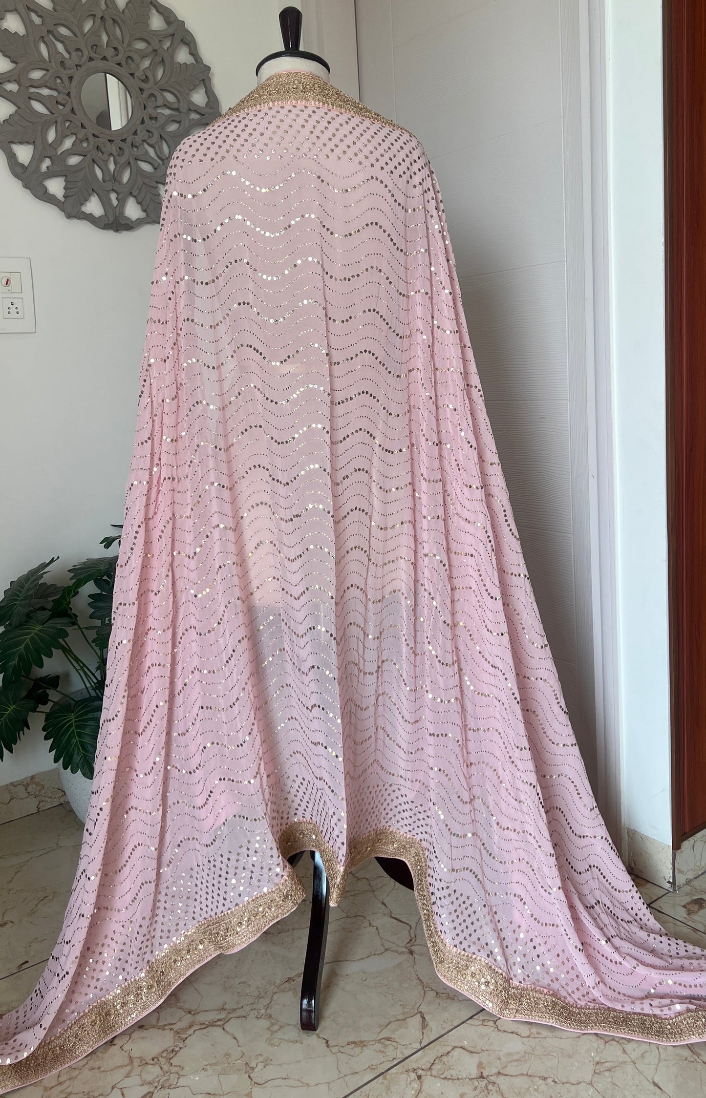 Ruhani Pink Heavy Mukaish Wedding Dupatta
