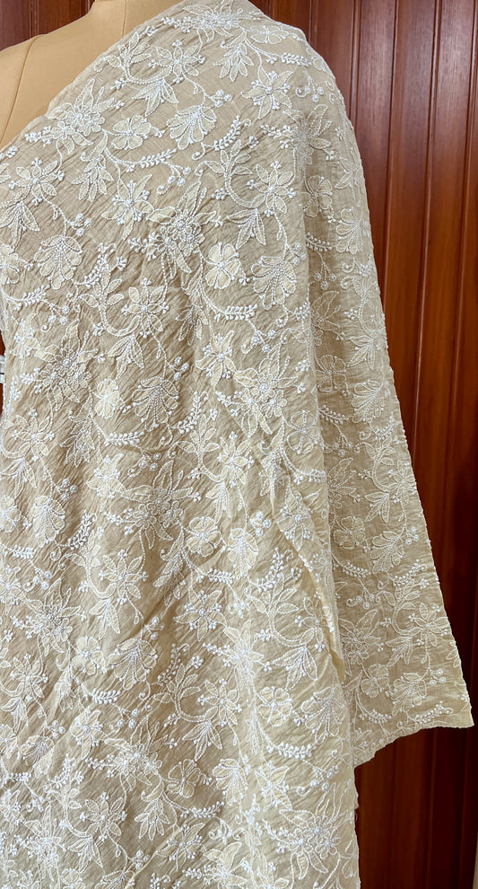 Munga silk dupatta with fine Chikankari
