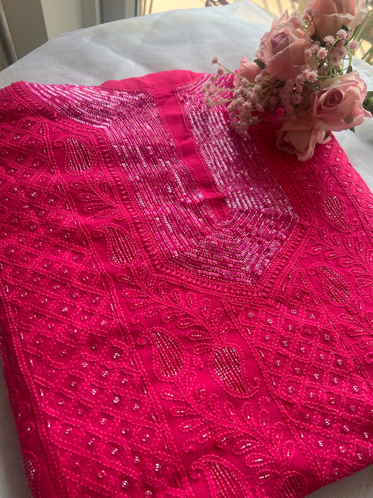 Chikankari cut dana sequins work kurta and dupatta