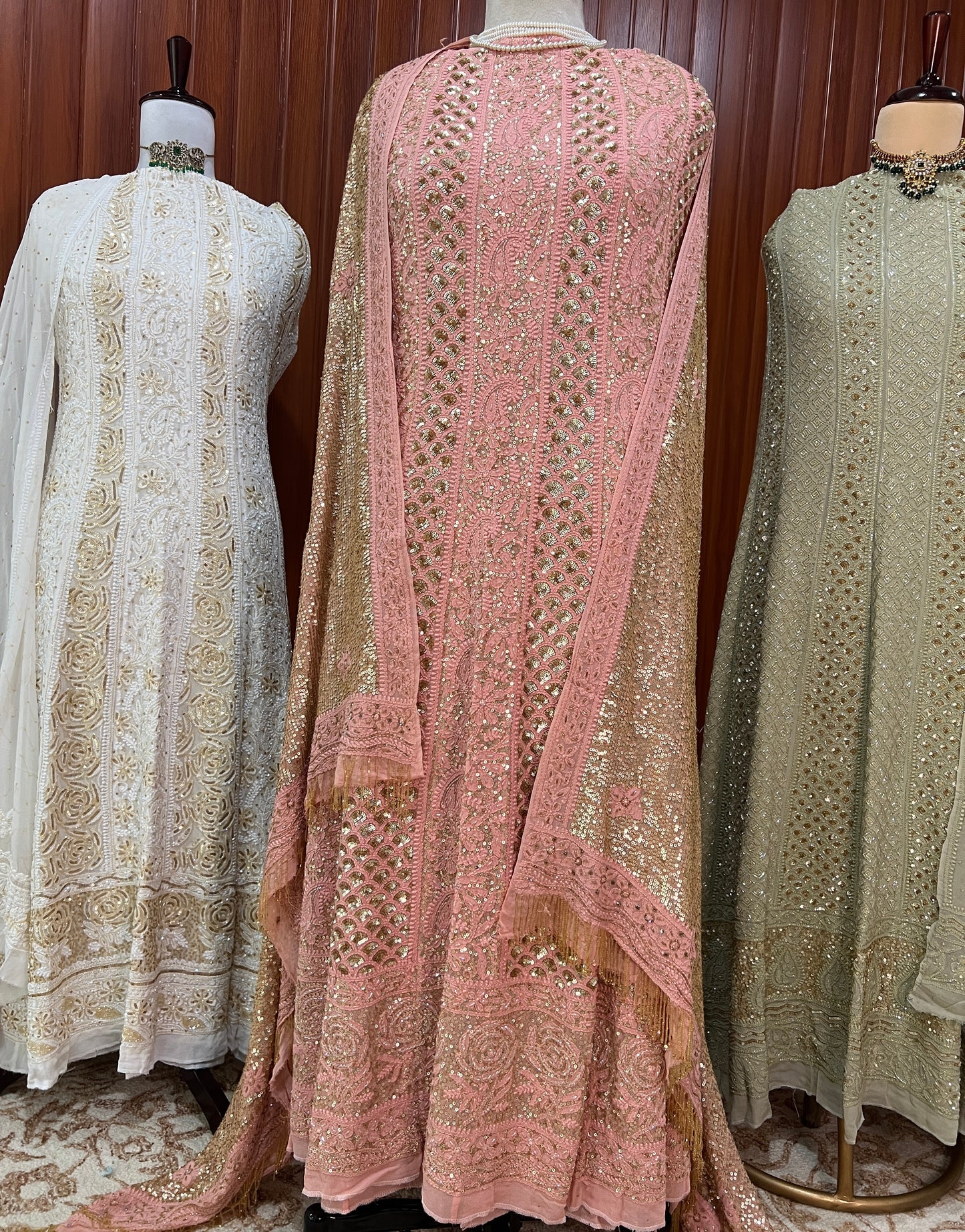 Ruhani Coral Pink Luxurious Wedding Anarkali