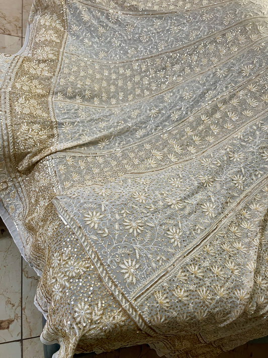Suhaan Do Taar Chikankari embellished Wedding Lehenga