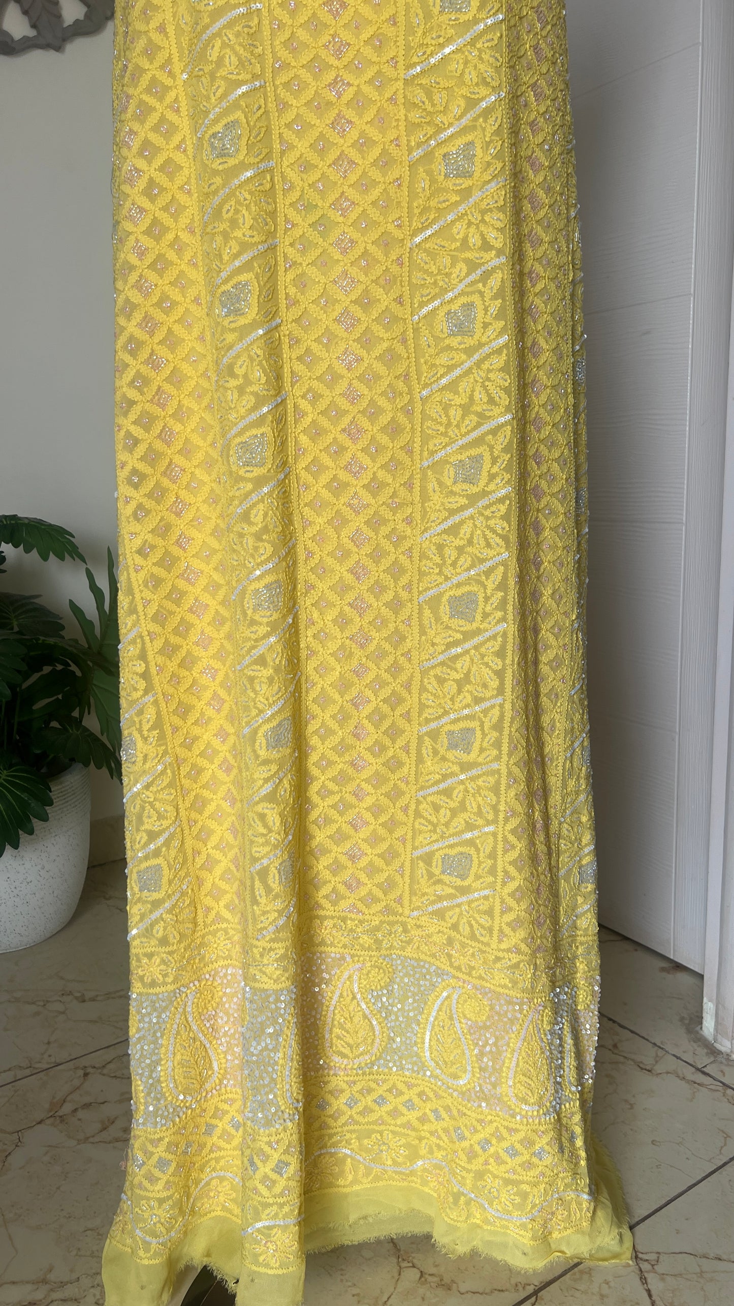 Chikankari cut dana sequins work kurta and dupatta