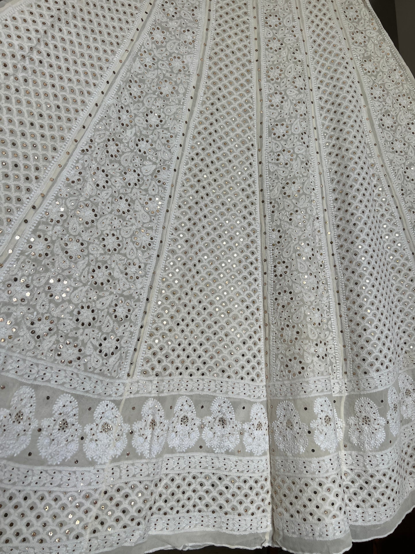 Lehenga Skirt allover Chikankari and mukaish