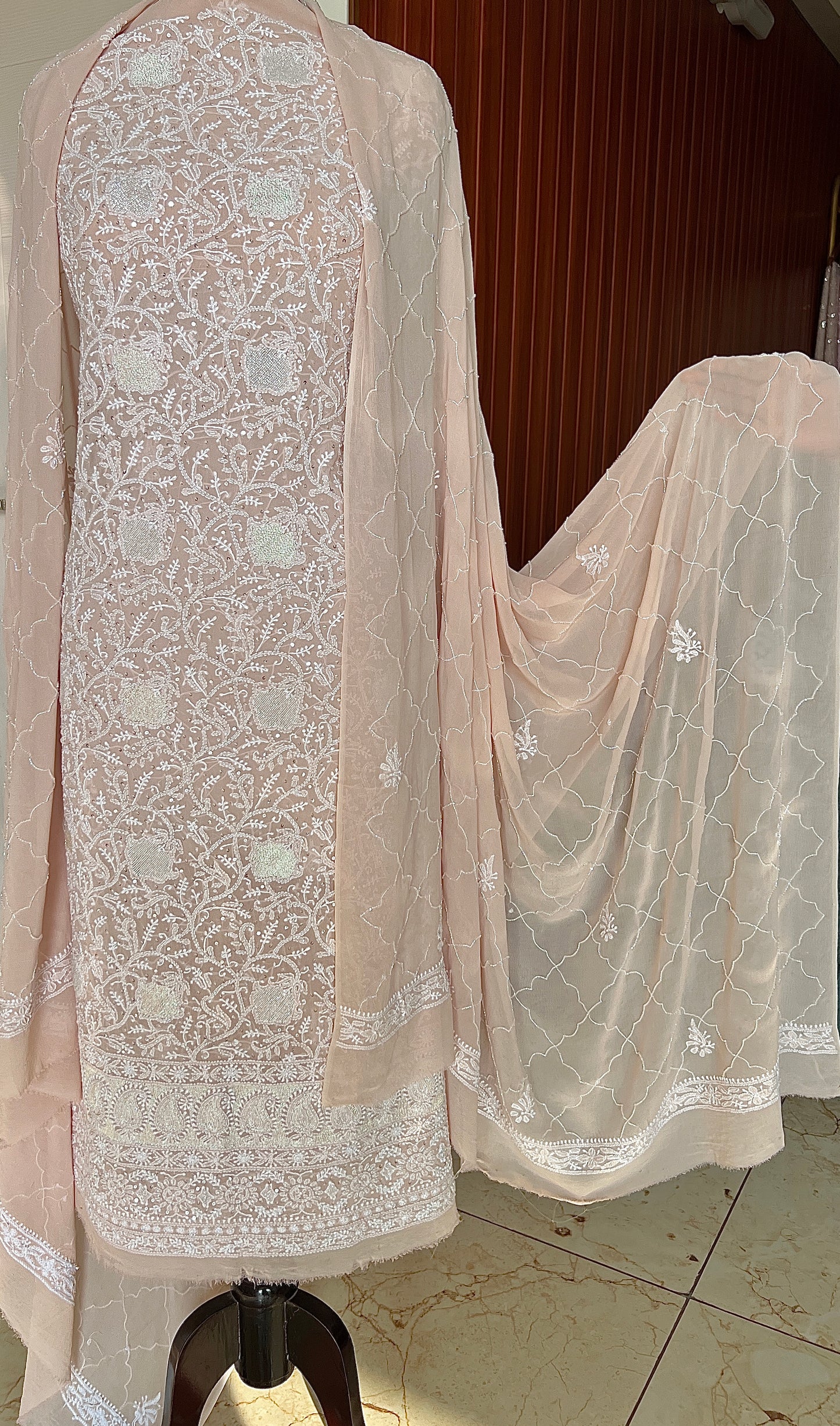 Suhaan Chikankari sequins cut Dana work kurta and dupatta