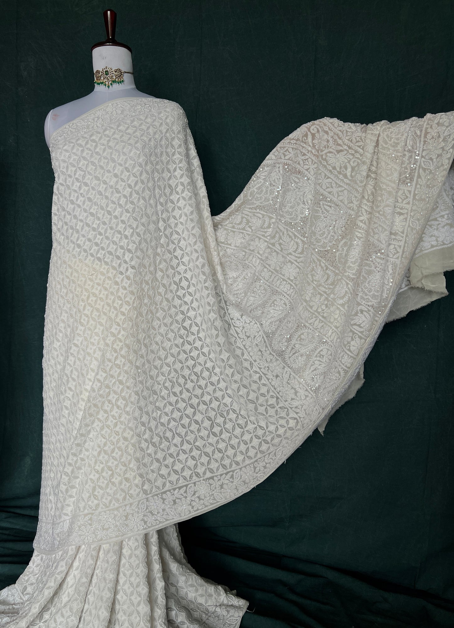 Ruhani Chikankari Pearl Cut Dana and Sequins Saree