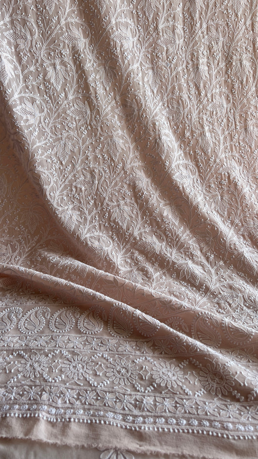 Suhaan Powder Peach 3 taar Chikankari kurta and dupatta