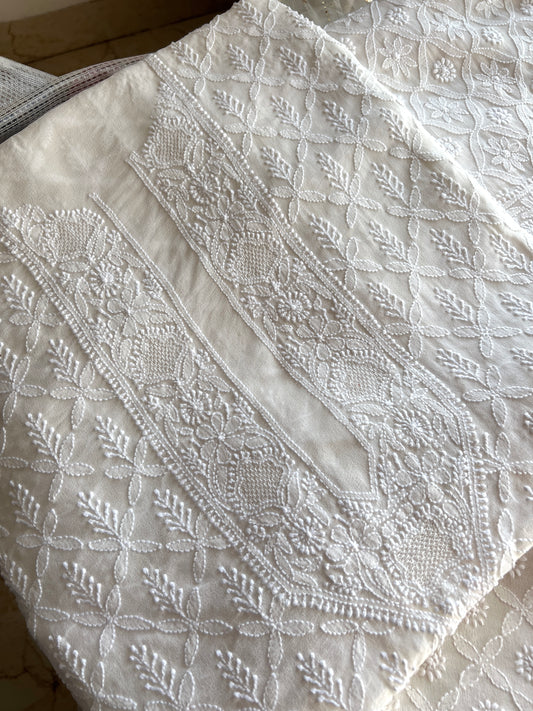 Ivory Allover Chikankari Men's Kurta Fabric