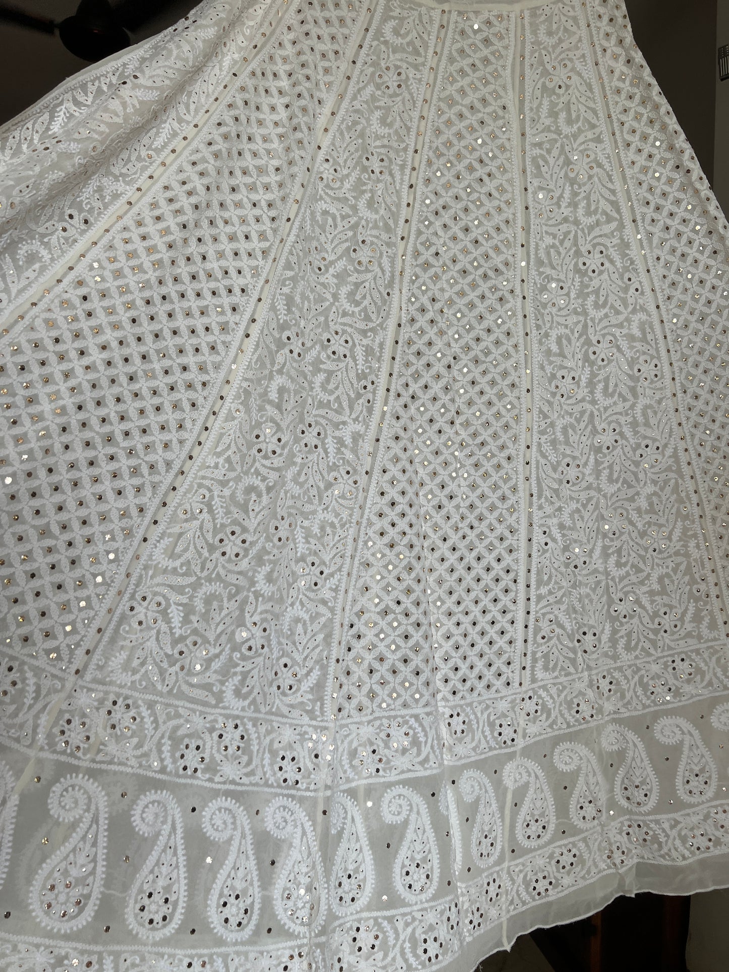 Lehenga Skirt allover Chikankari and mukaish