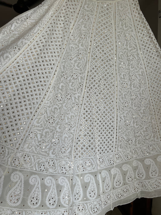 Lehenga Skirt allover Chikankari and mukaish