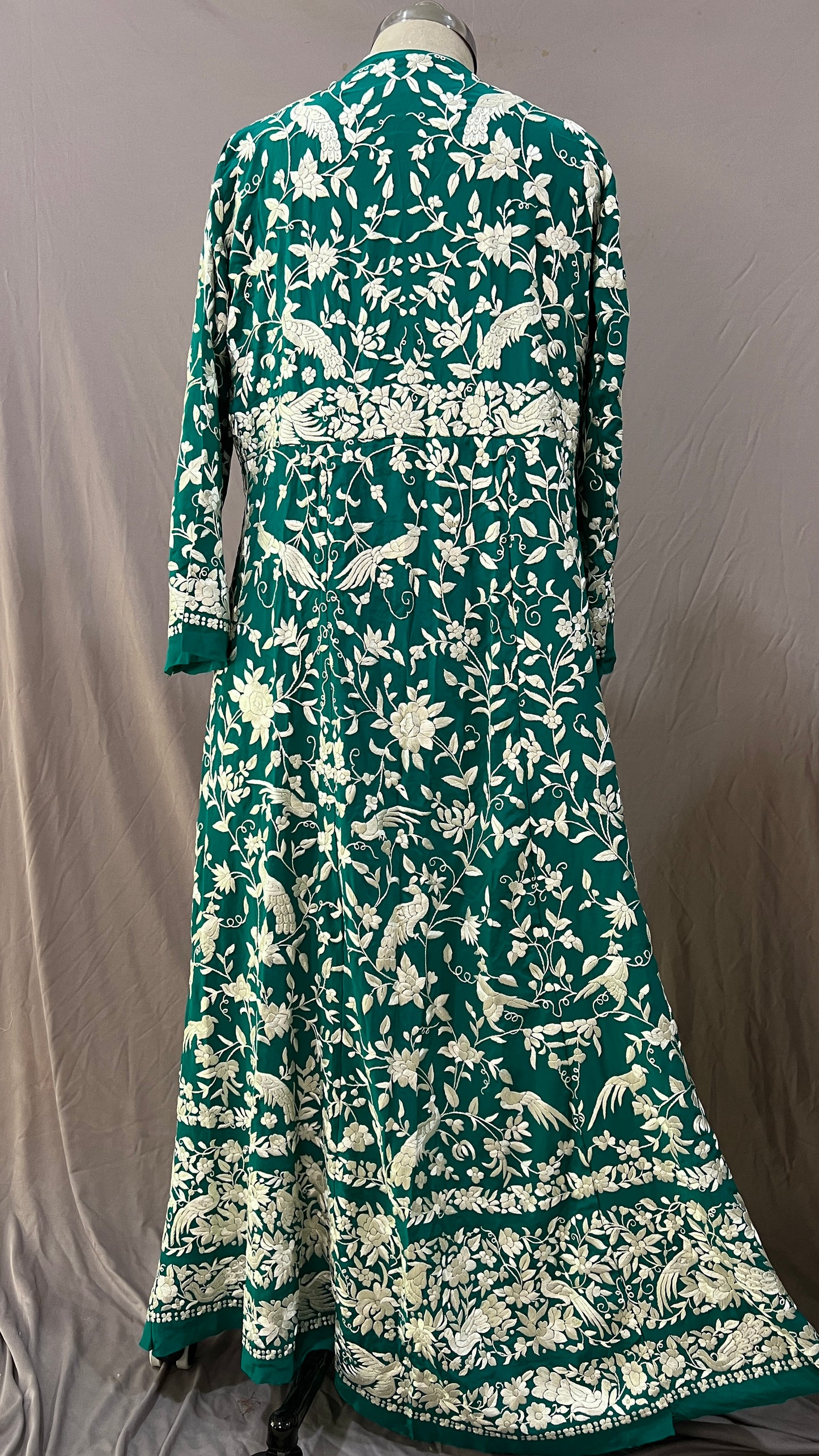 Turquoise Masterpiece Hand Embroidered Parsi Gara Jacket Semi Stitched