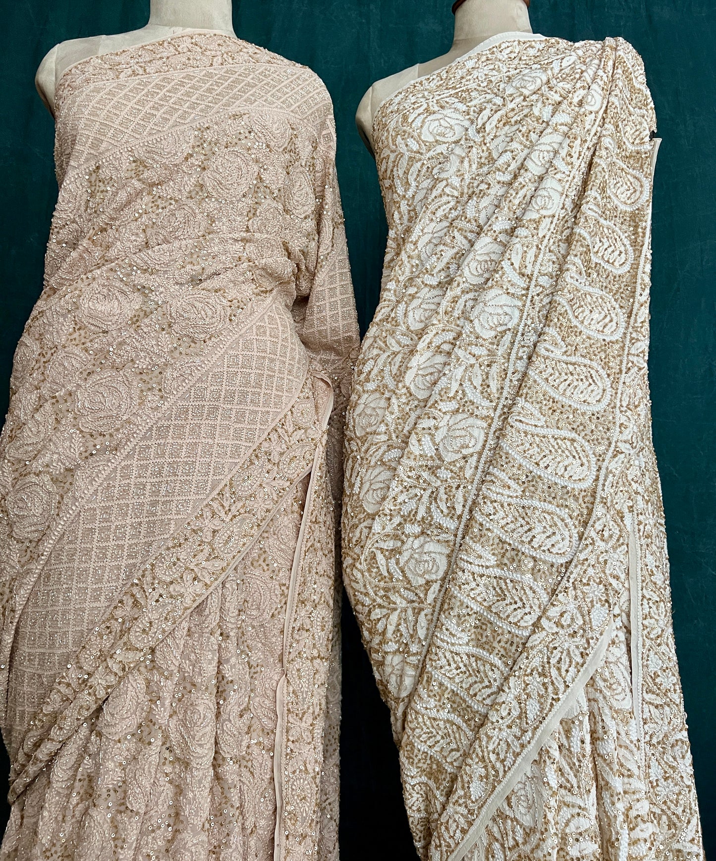 Ruhani Luxurious Chikankari Sequins Cut Dana Embroidered Masterpiece Saree