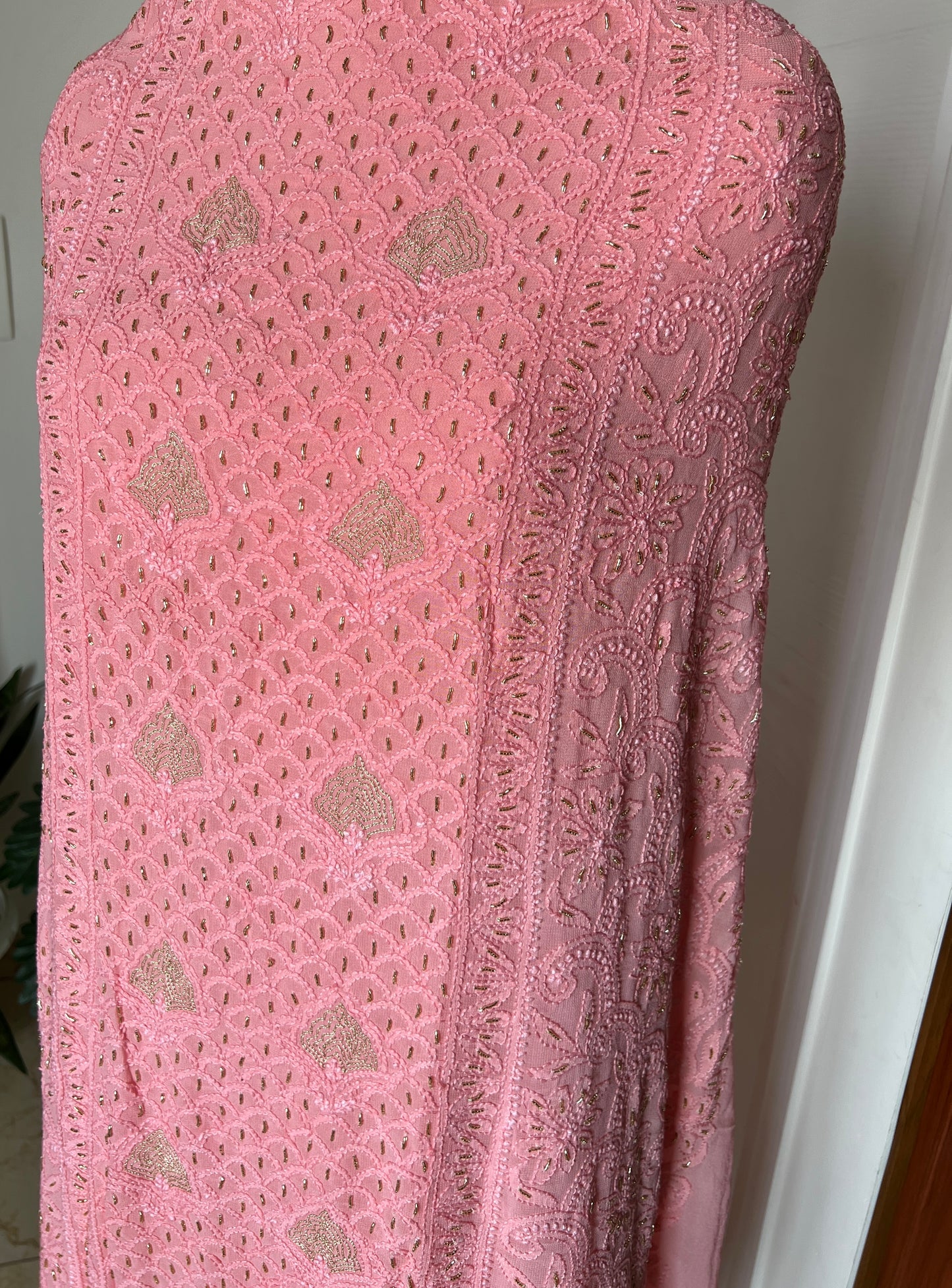 Chikankari golden Cut Dana and aari work Kurta and Dupatta