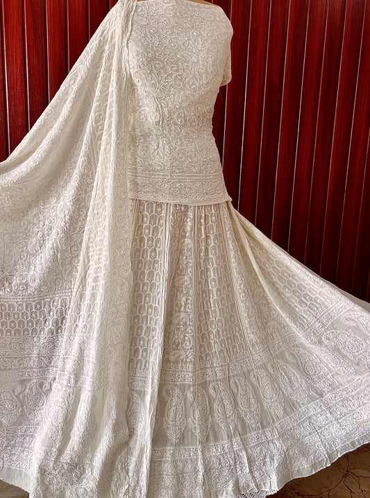Suhaan 3 Taar fine Chikankari Lehenga