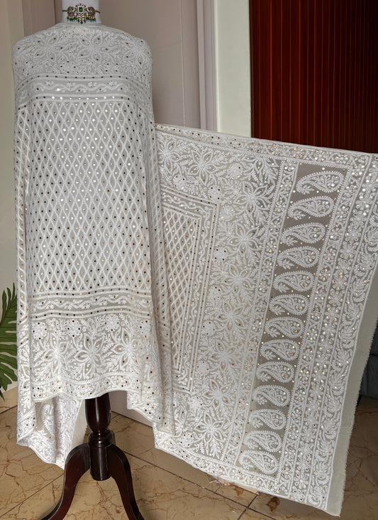 Ruhani Chikankari and Mukaish Dupatta