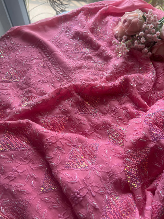 Chikankari cut dana sequins and Resham work kurta and dupatta