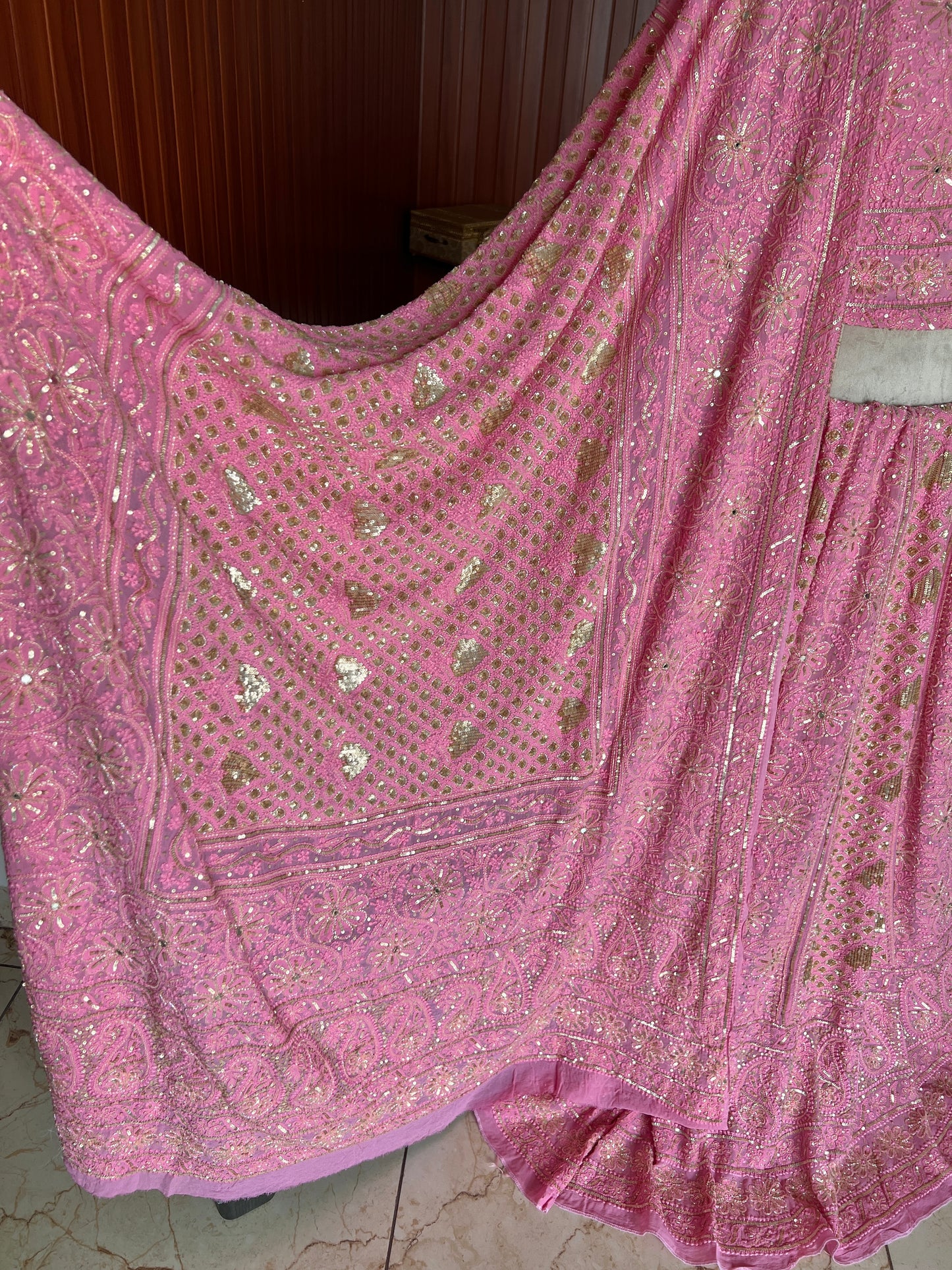 Masterpiece Ruhani Pink Chikankari Sequins Wedding Lehenga