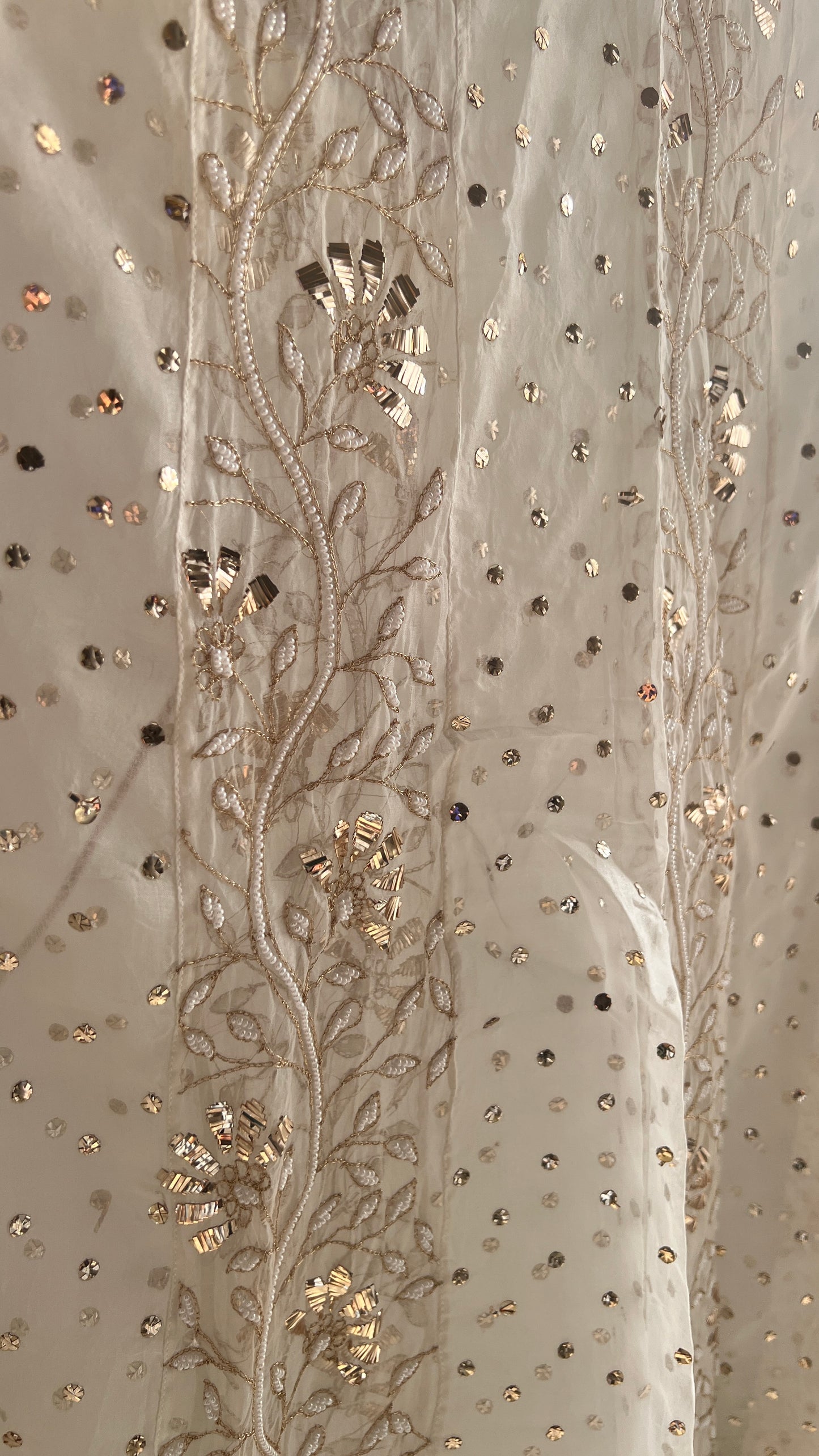 Pure Organza Anarkali with mukaish Badla and pearl work