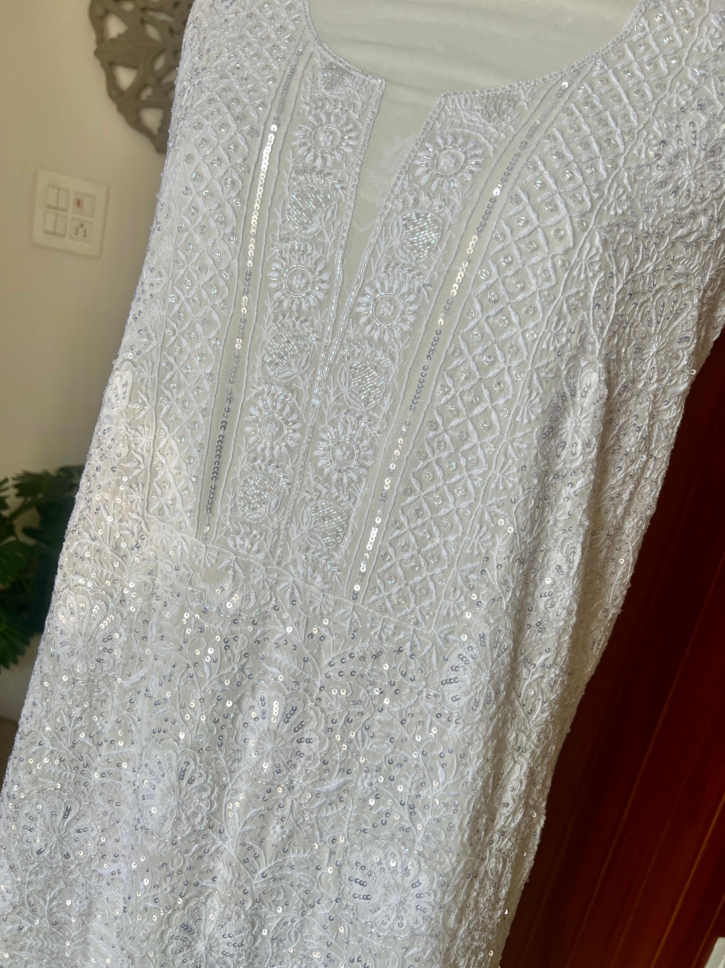 Suhaan Chikankari sequins cut Dana work kurta and dupatta