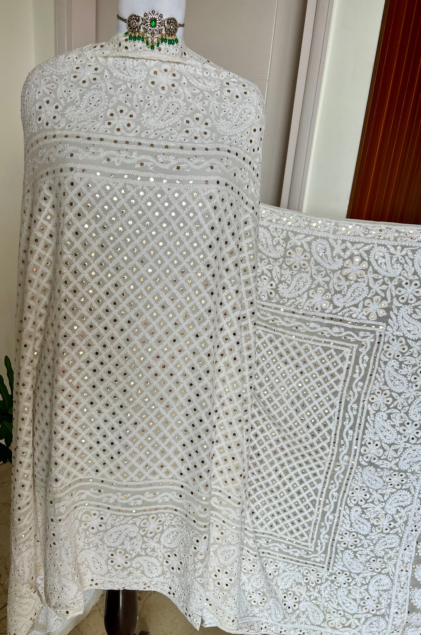 Ruhani Chikankari and Mukaish Dupatta