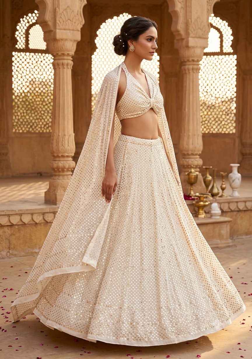Ruhani designer ring mukaish pure georgette lehenga set