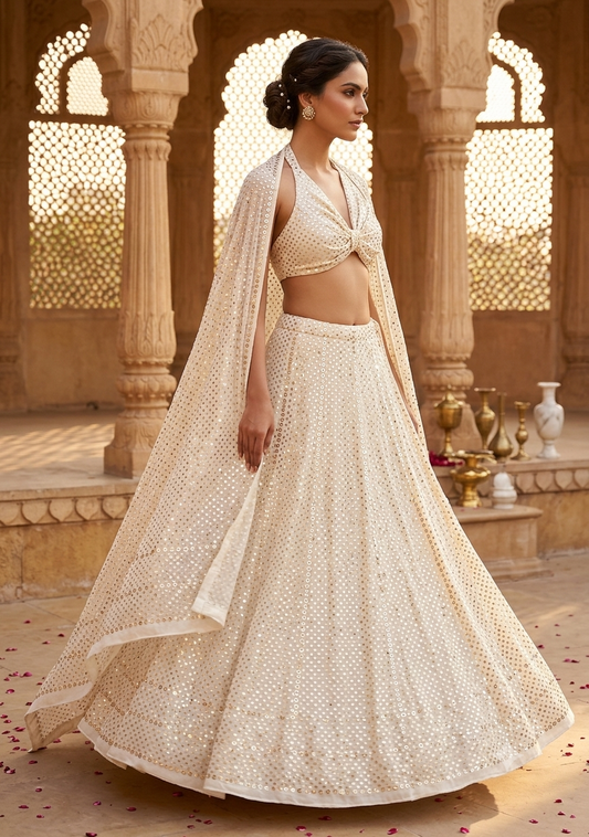 Ruhani designer ring mukaish pure georgette lehenga set