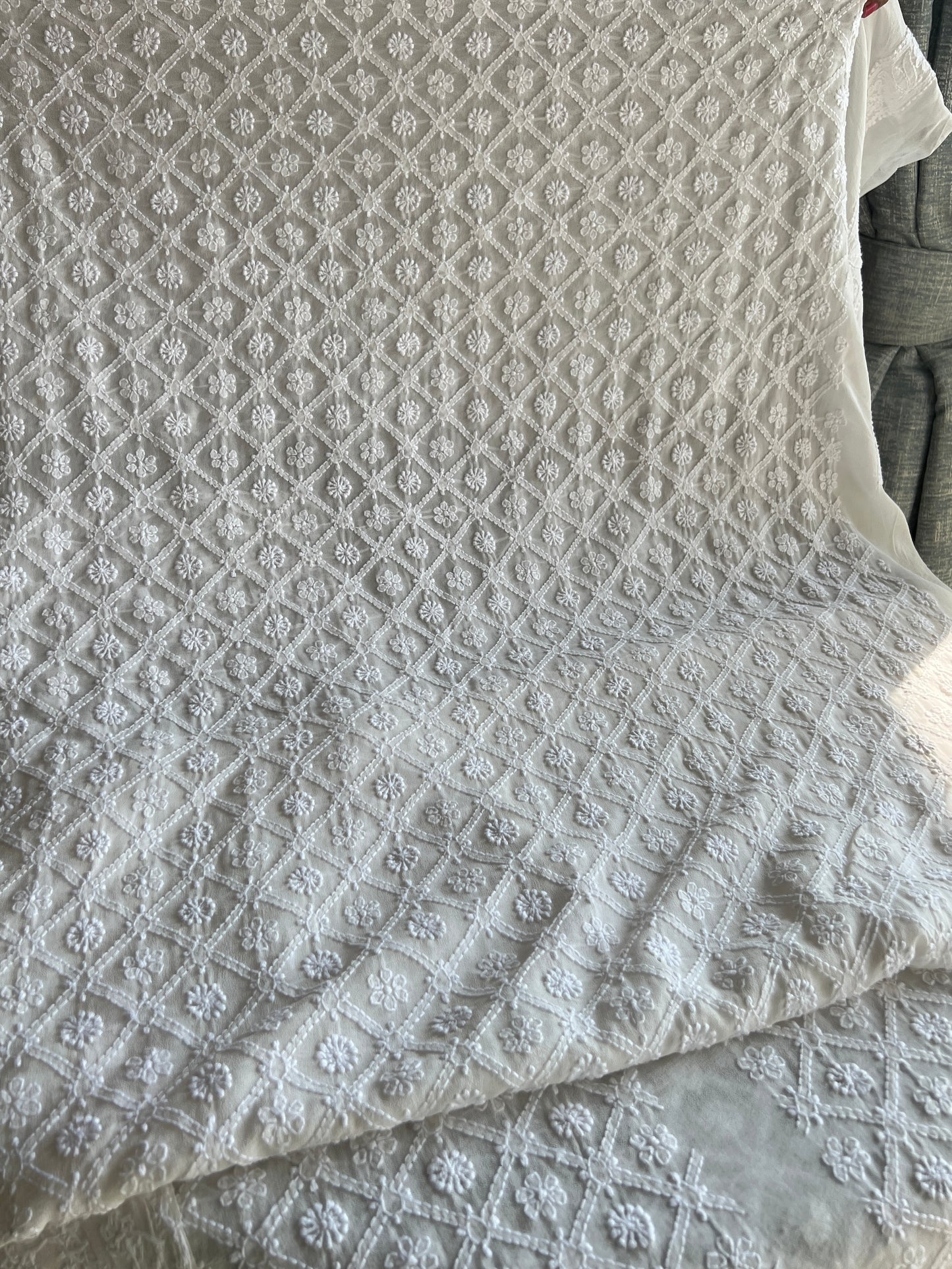 Ivory Allover Chikankari Men's Kurta Fabric