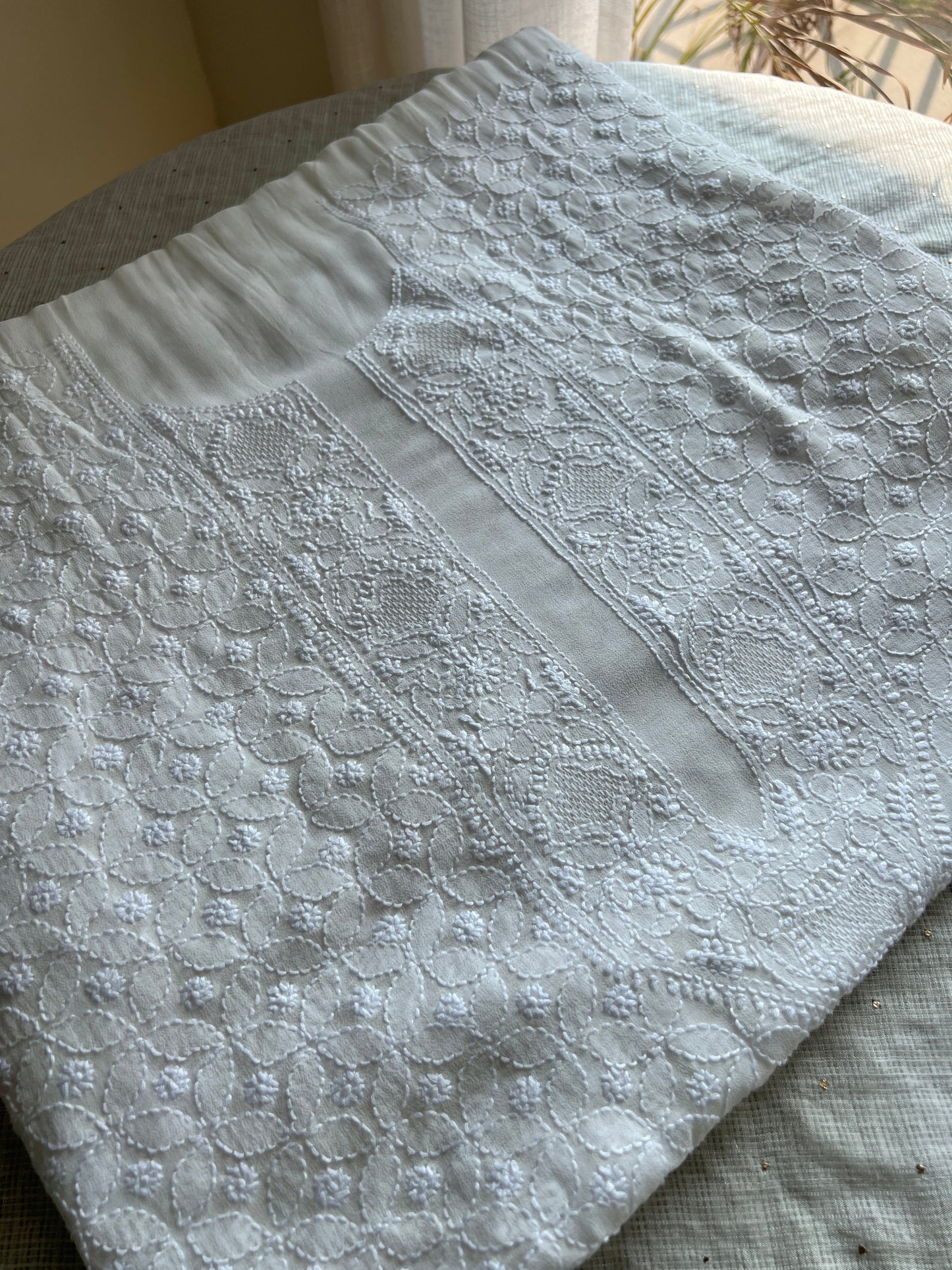 Ivory Allover Chikankari Men's Kurta Fabric