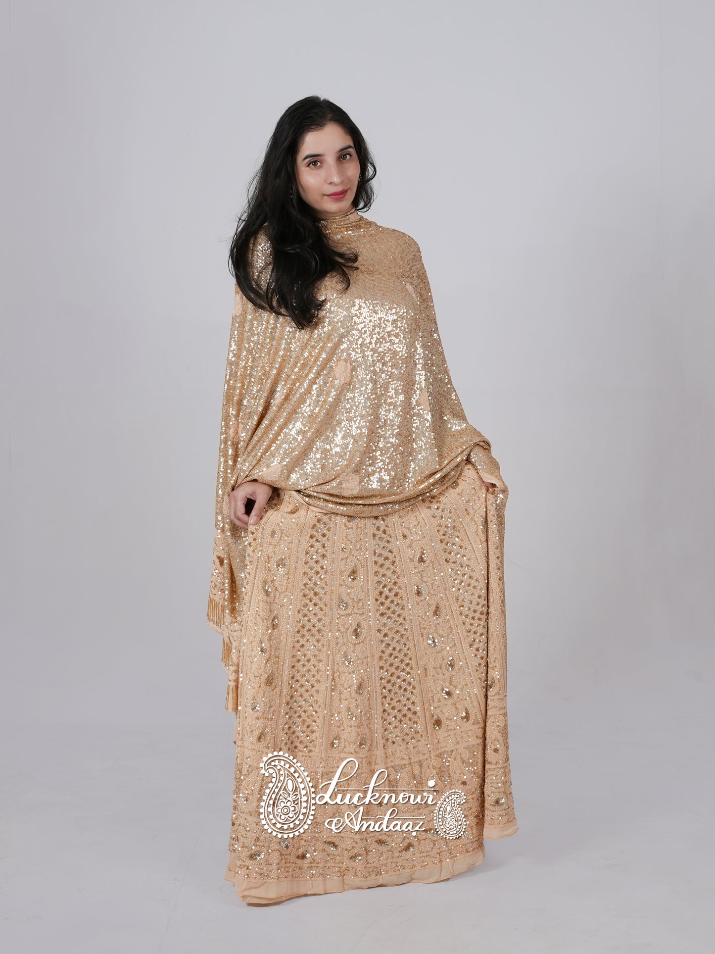 Golden Beige Luxurious Wedding Anarkali