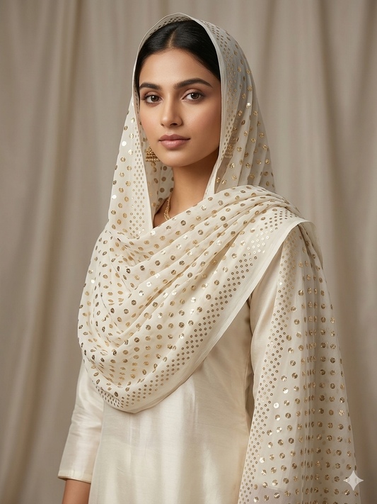 Ruhani Allover Heavy Mukaish Tiki Pure Georgette Dupatta