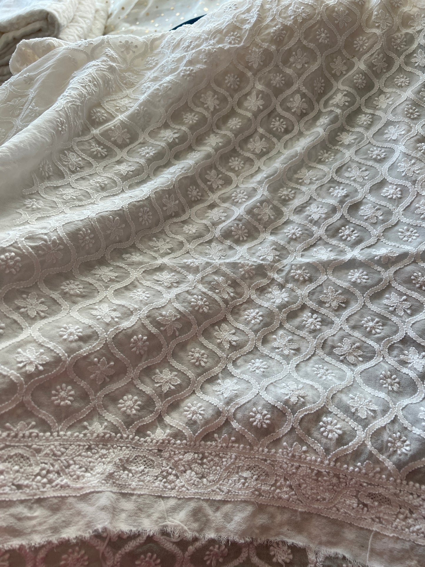 Ivory Allover Chikankari Men's Kurta Fabric