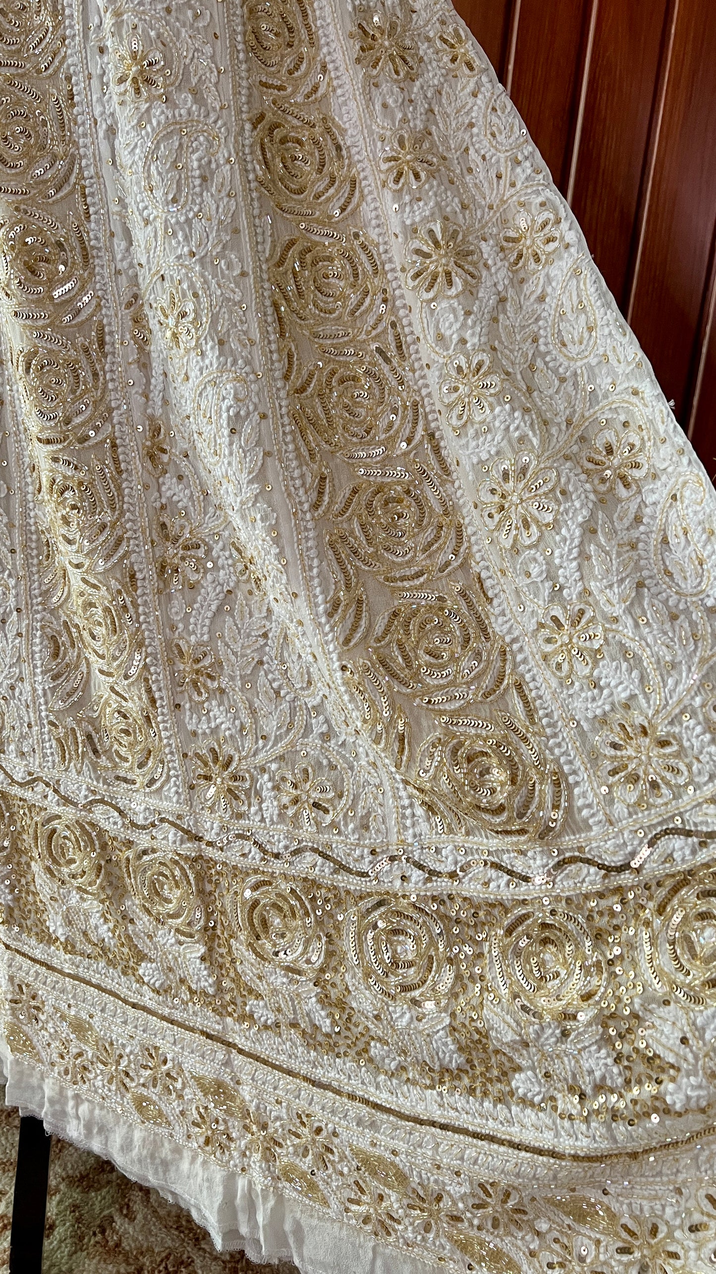 Ruhani Off white Chikankari Sequins and Cut Dana Anarkali