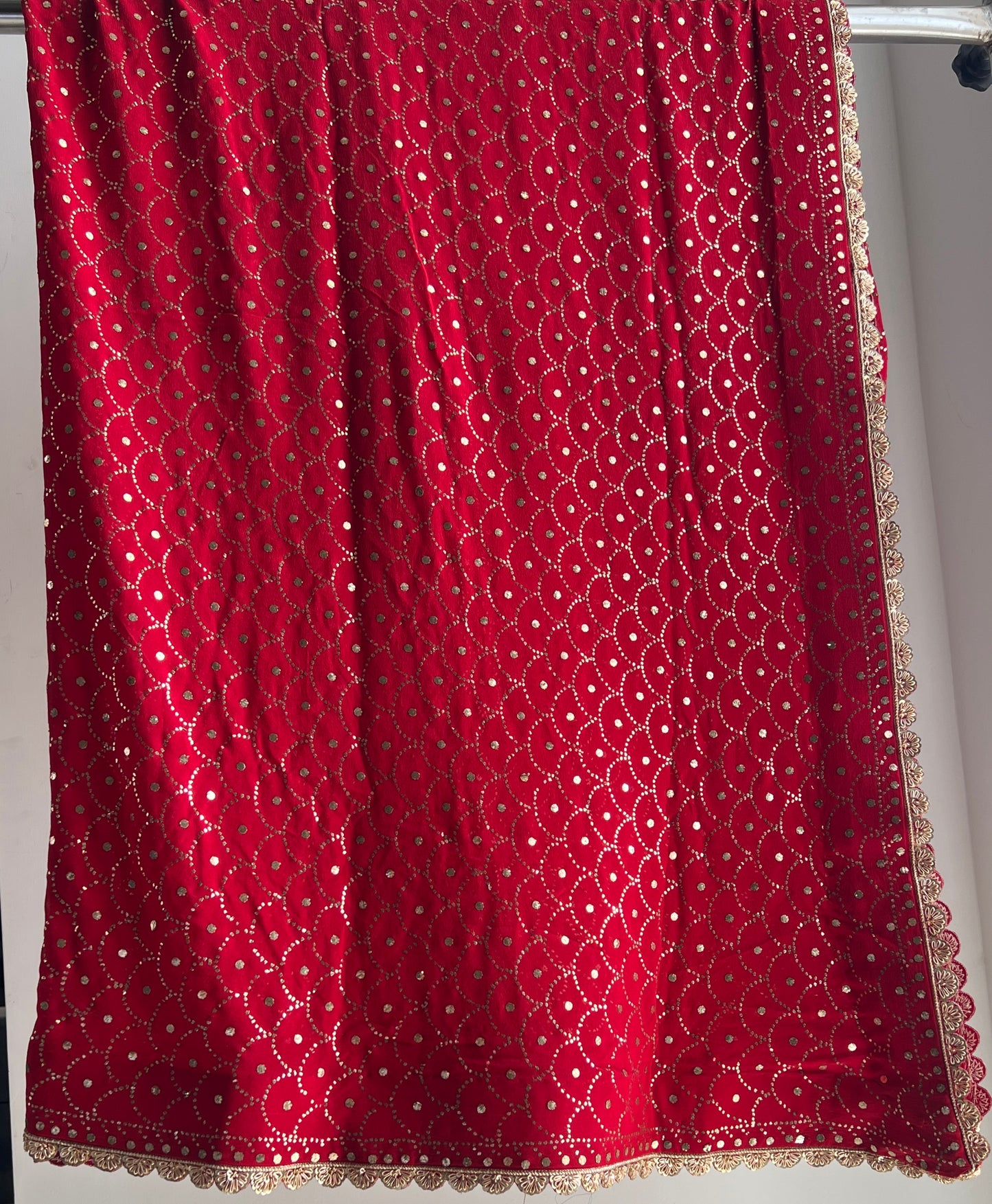 Ruhani Red Heavy Mukaish Wedding Dupatta