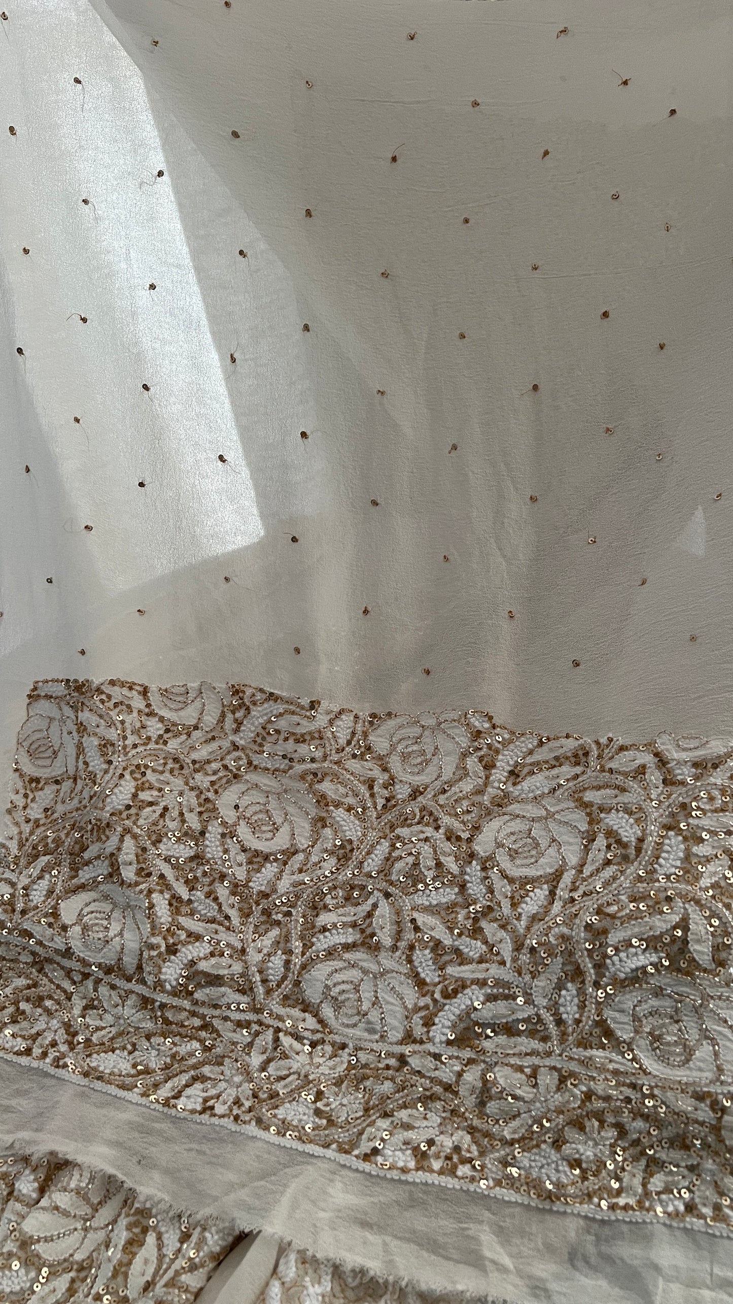 Ruhani Luxurious Chikankari Sequins Cut Dana Embroidered Masterpiece Saree