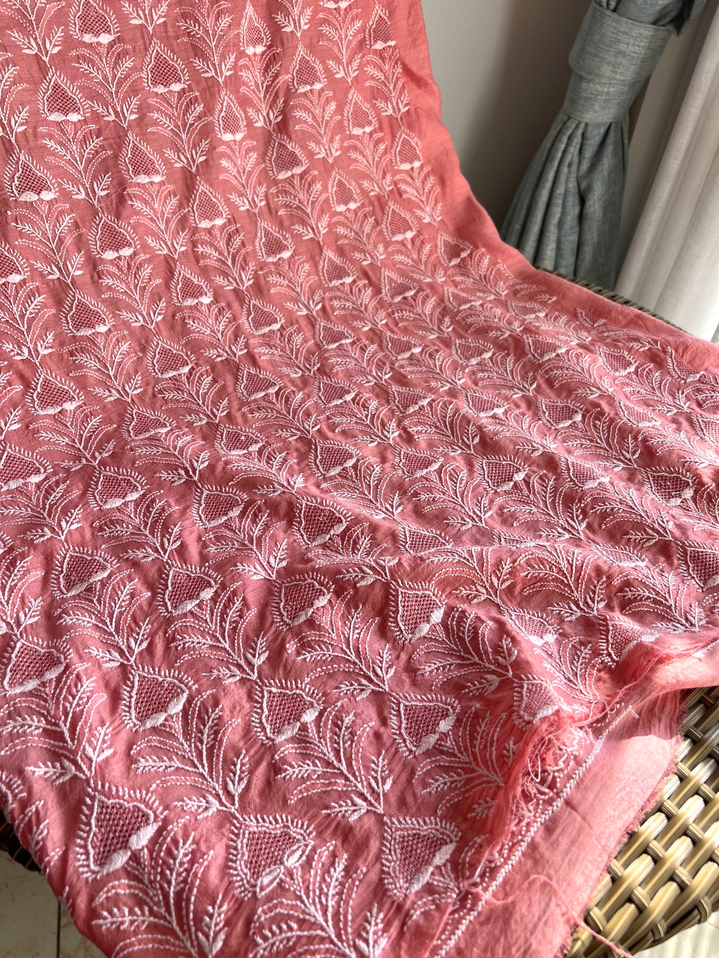 Moonga Silk Chikankari and fine jaali work kurta and dupatta